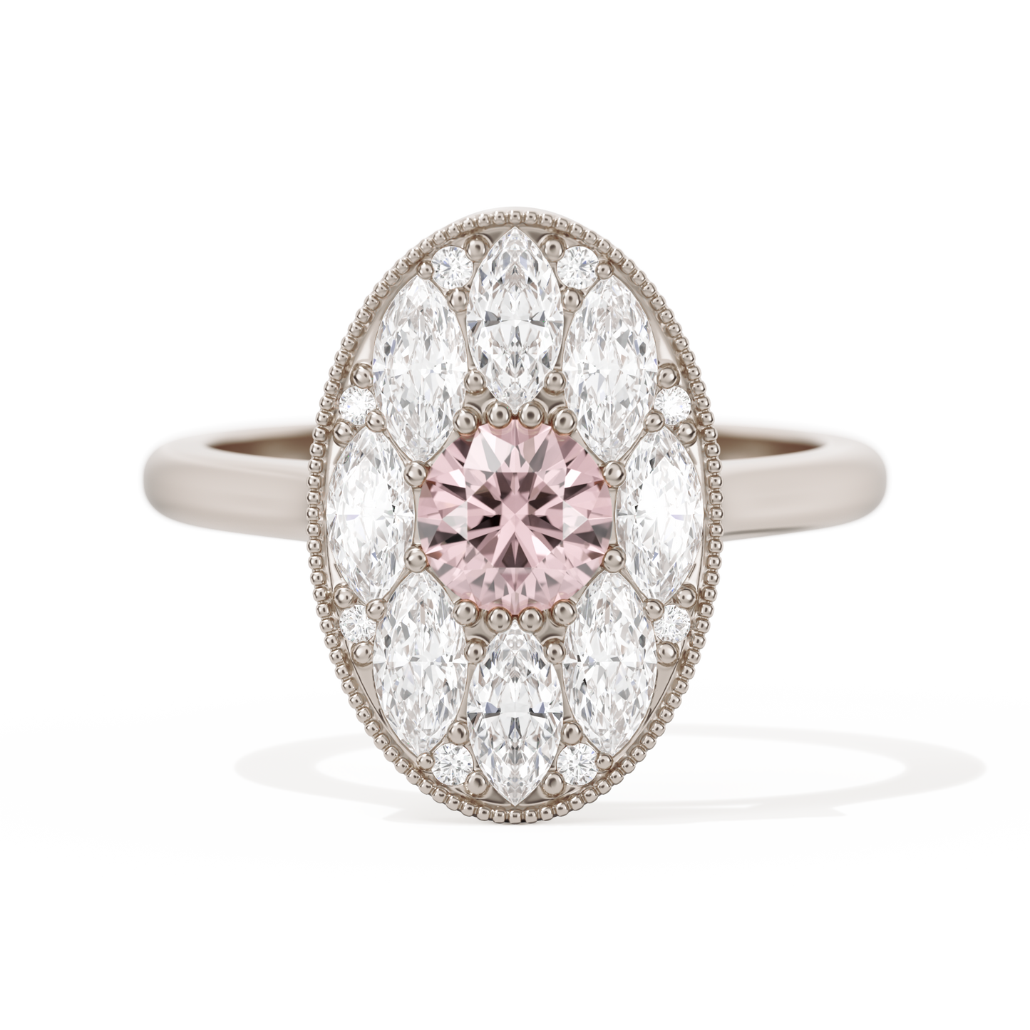 Round with Feather Marquise