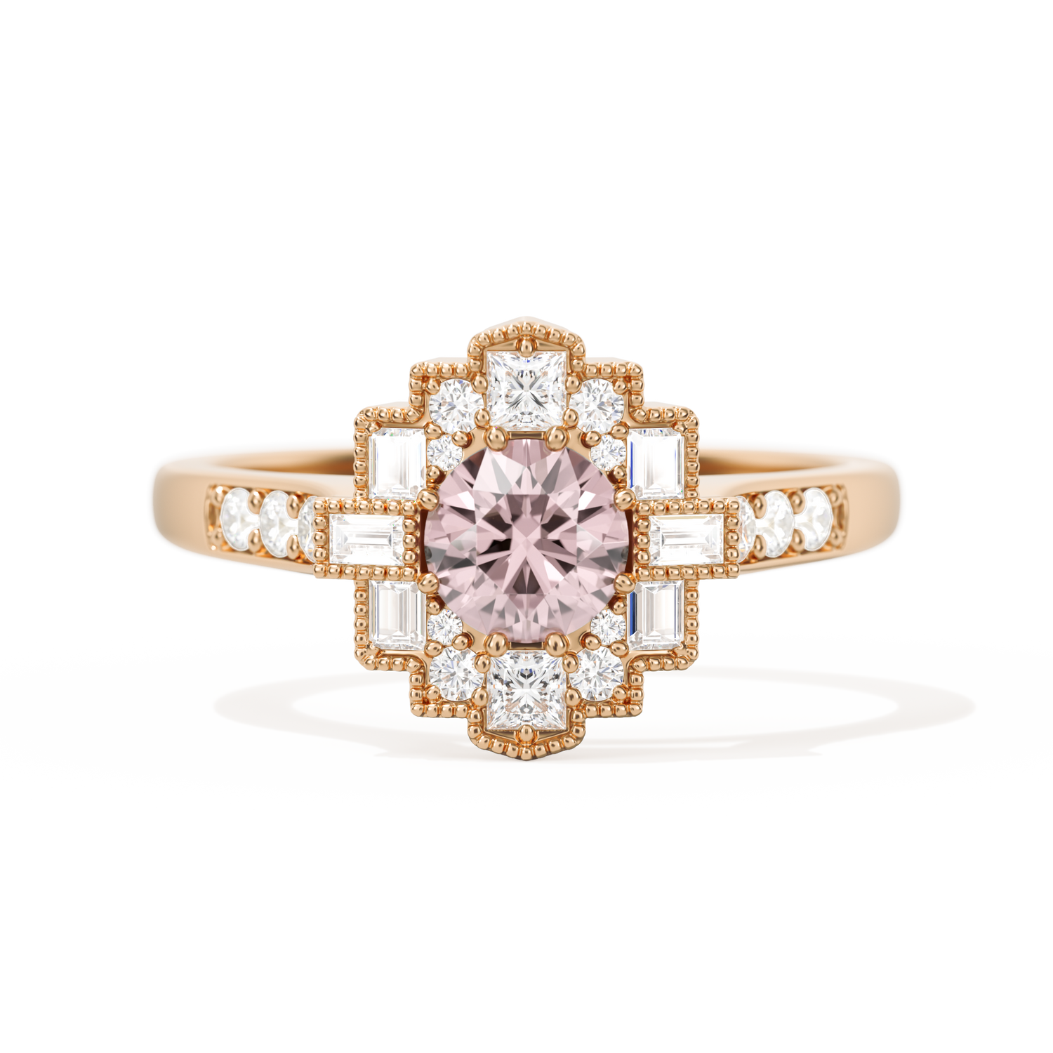 Square Deco with Round Brilliant Cut