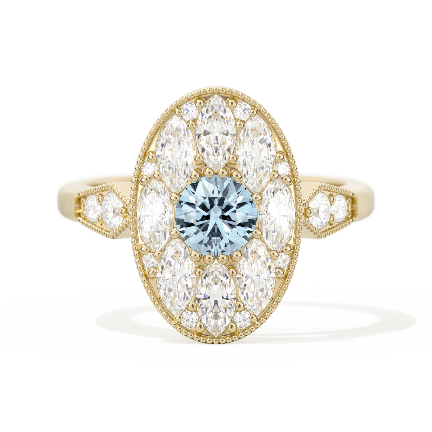 Round with Feather Marquise