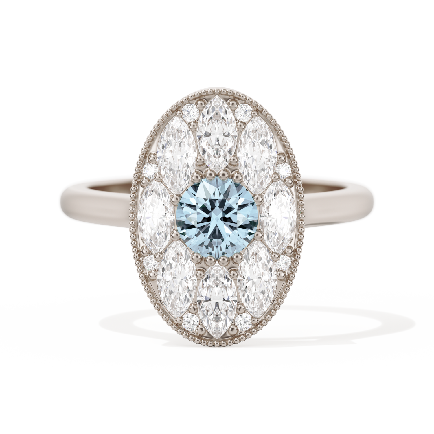 Round with Feather Marquise