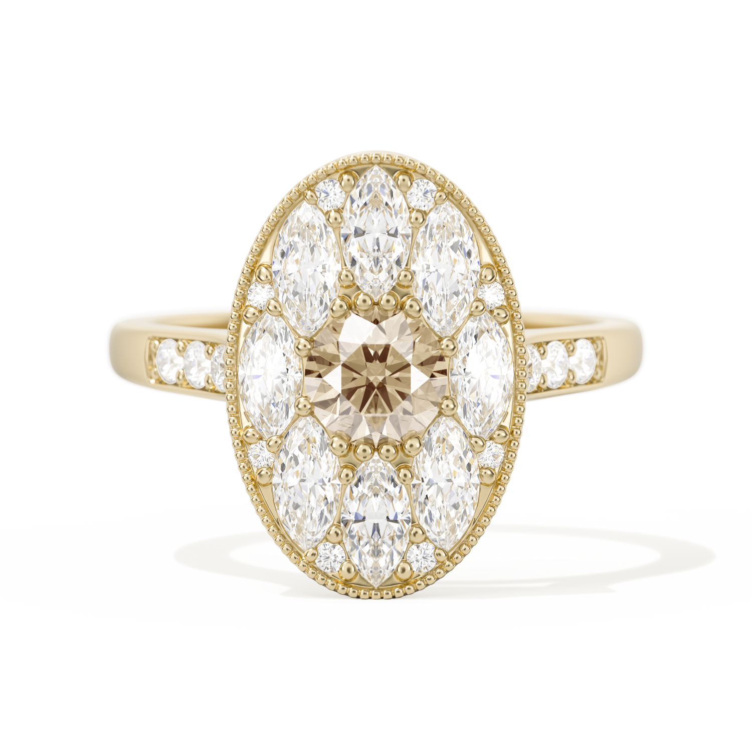 Round with Feather Marquise