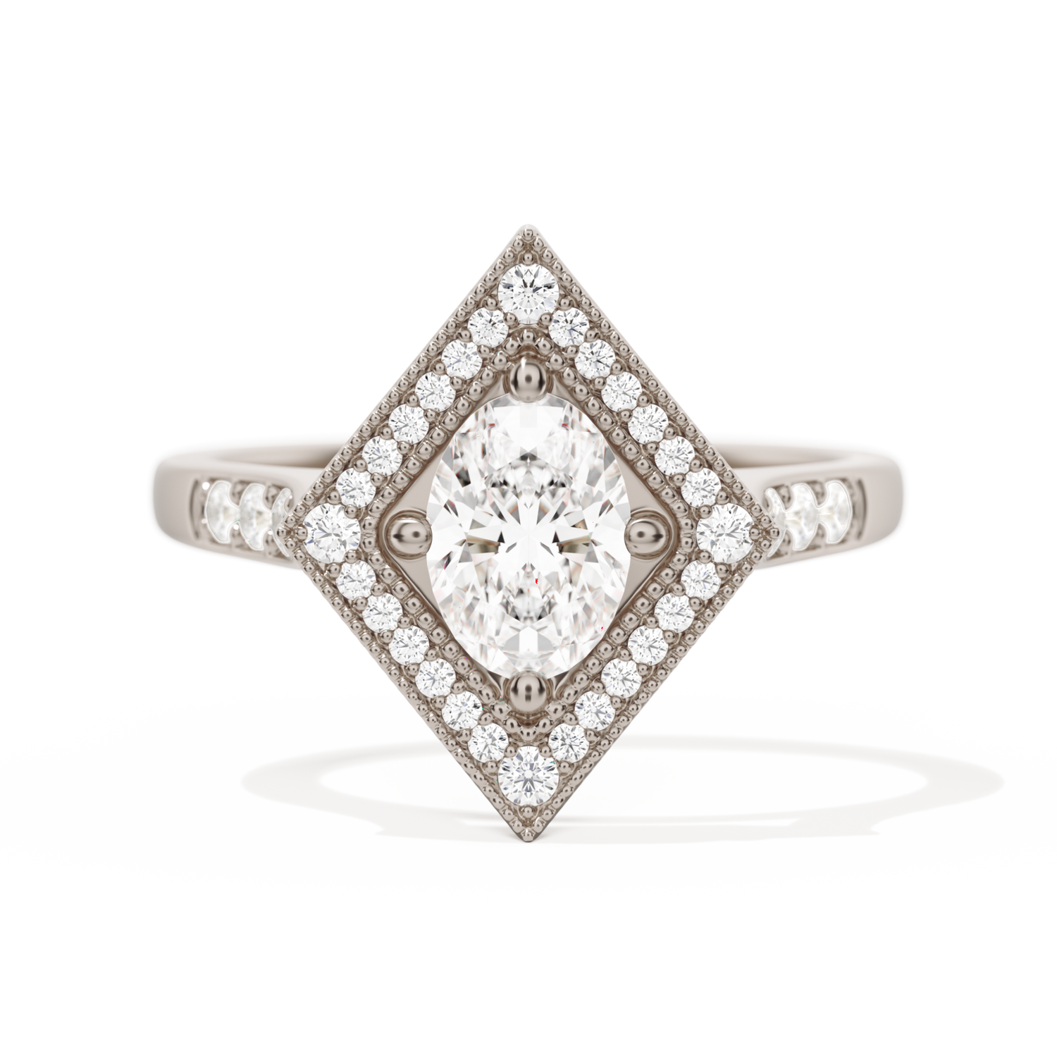 Diamond Shape Halo Oval