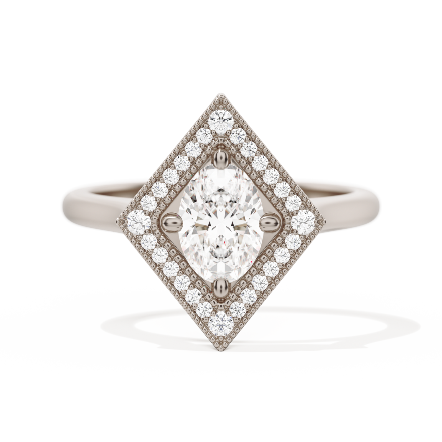 Diamond Shape Halo Oval