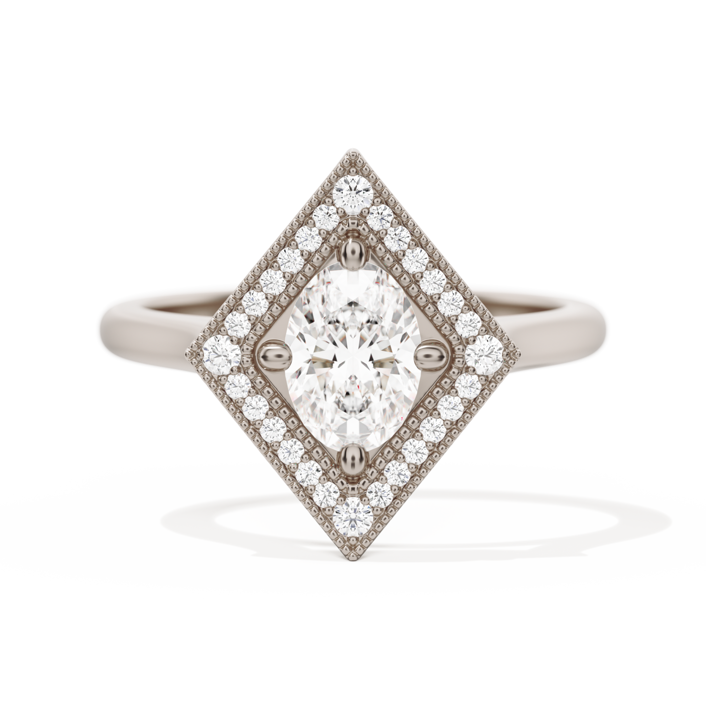 Diamond Shape Halo Oval