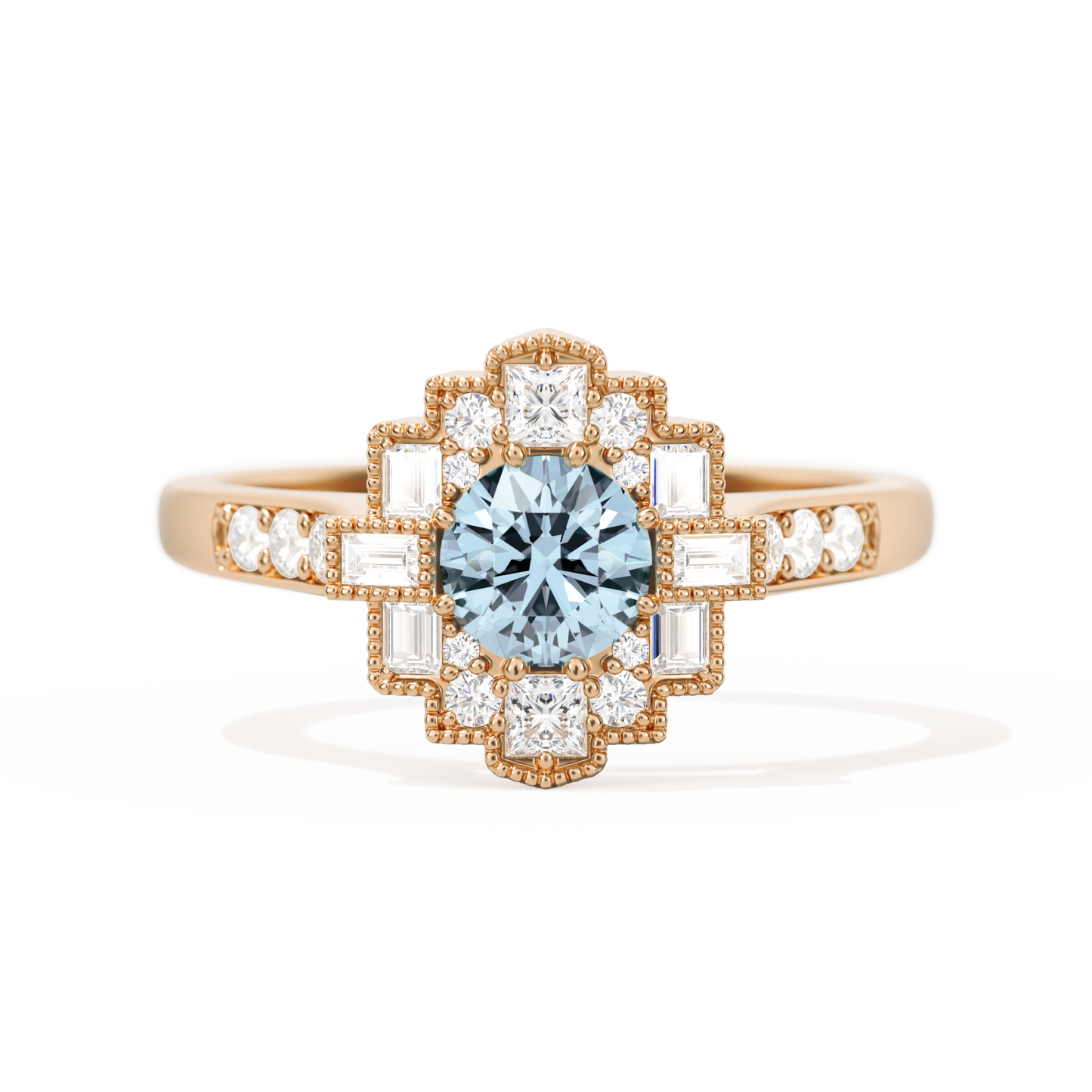 Square Deco with Round Brilliant Cut