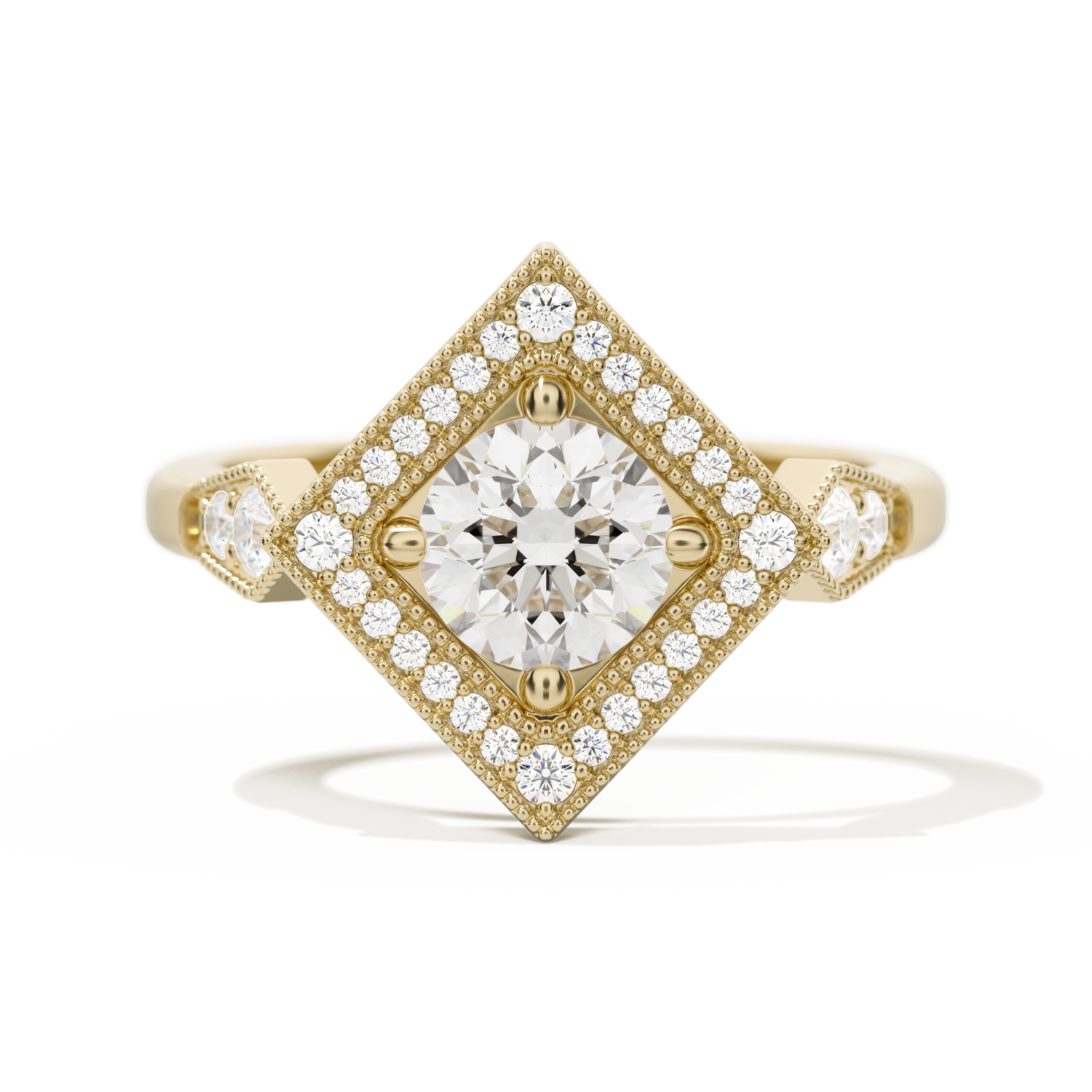 Diamond Shape Halo Round