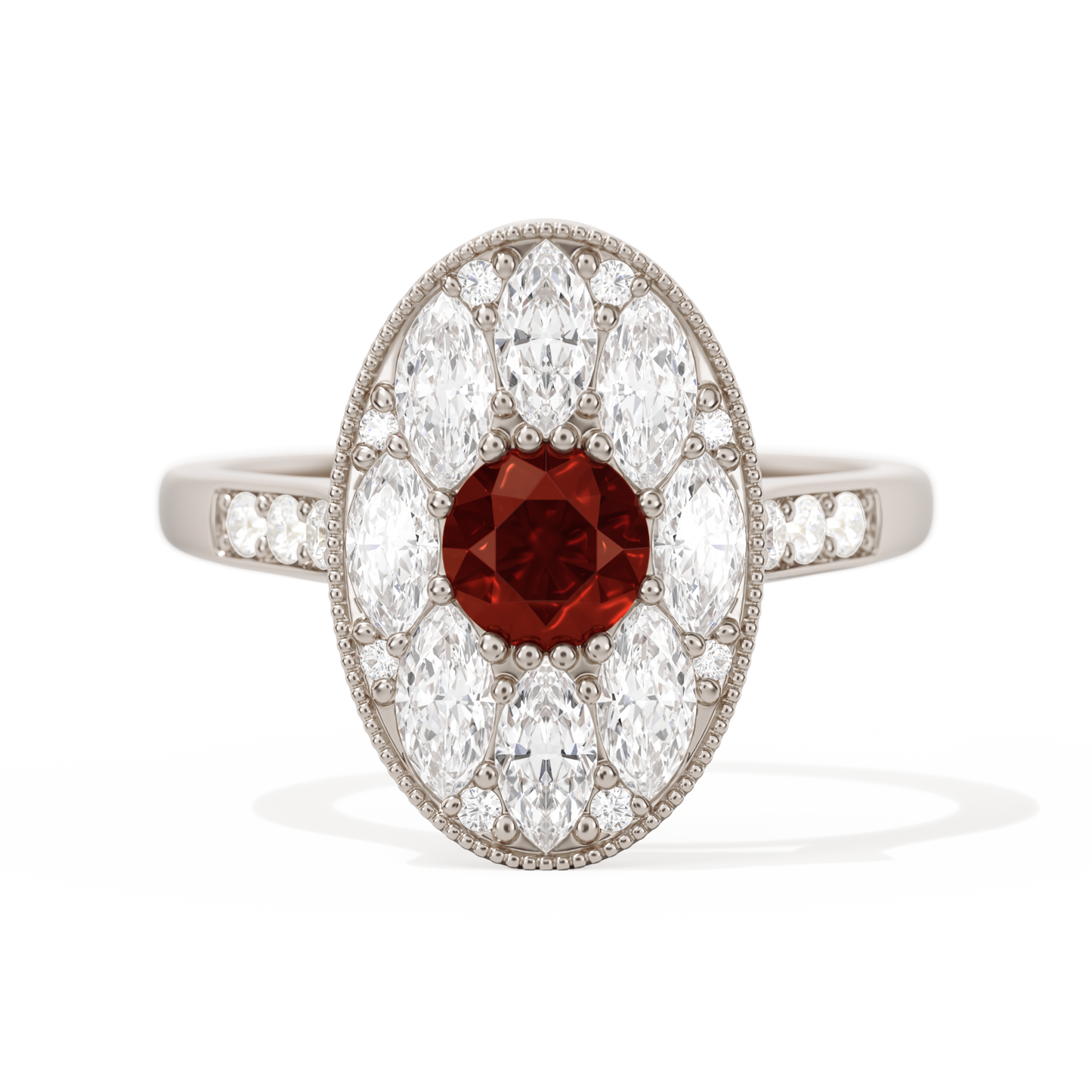 Round with Feather Marquise