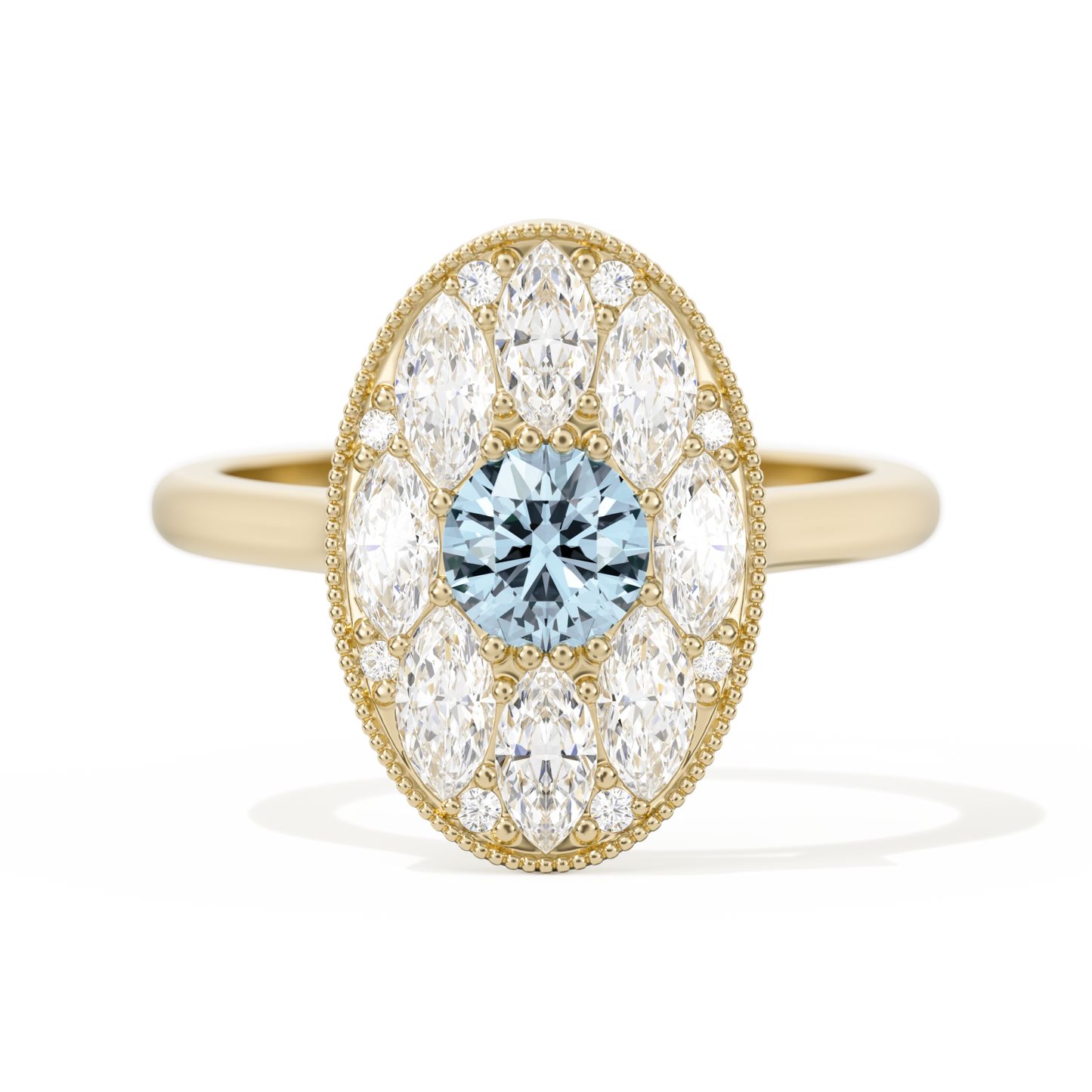 Round with Feather Marquise