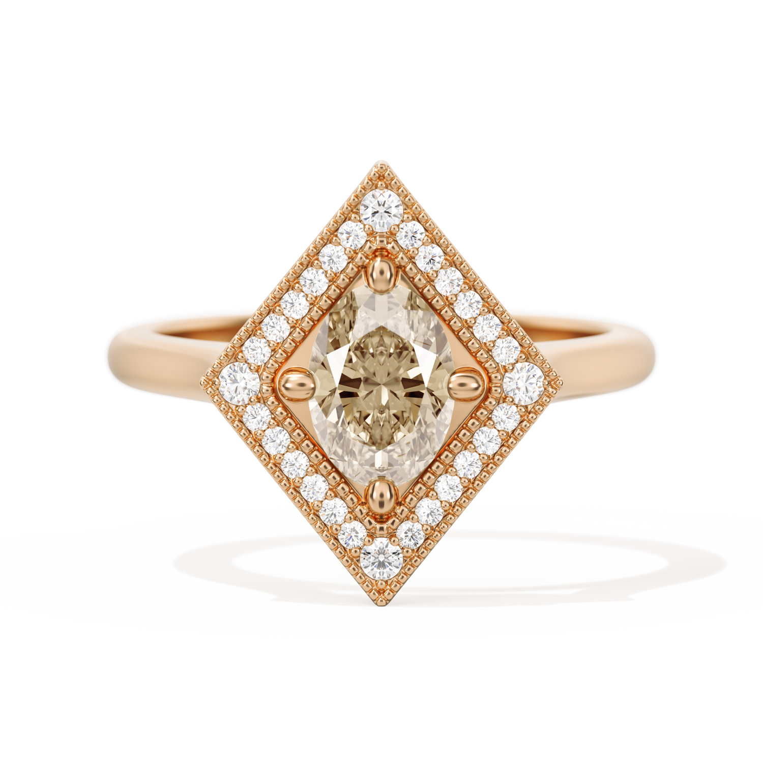 Diamond Shape Halo Oval