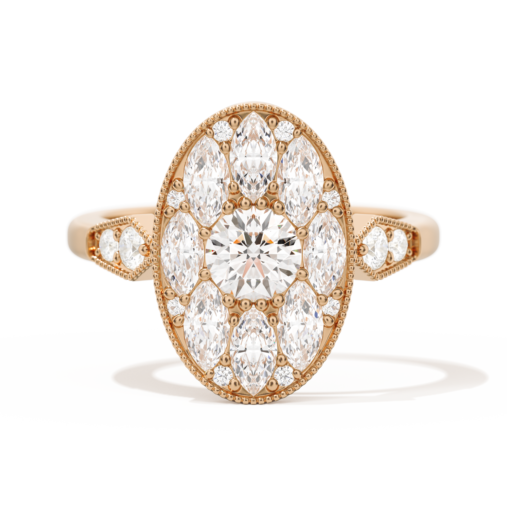 Round with Feather Marquise