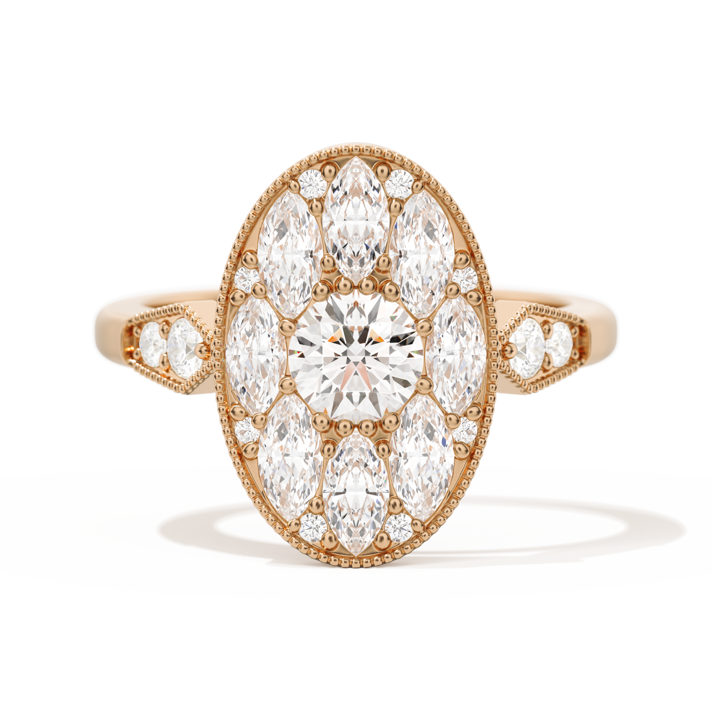 Round with Feather Marquise