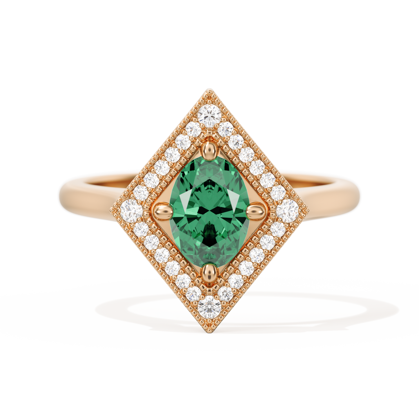 Diamond Shape Halo Oval