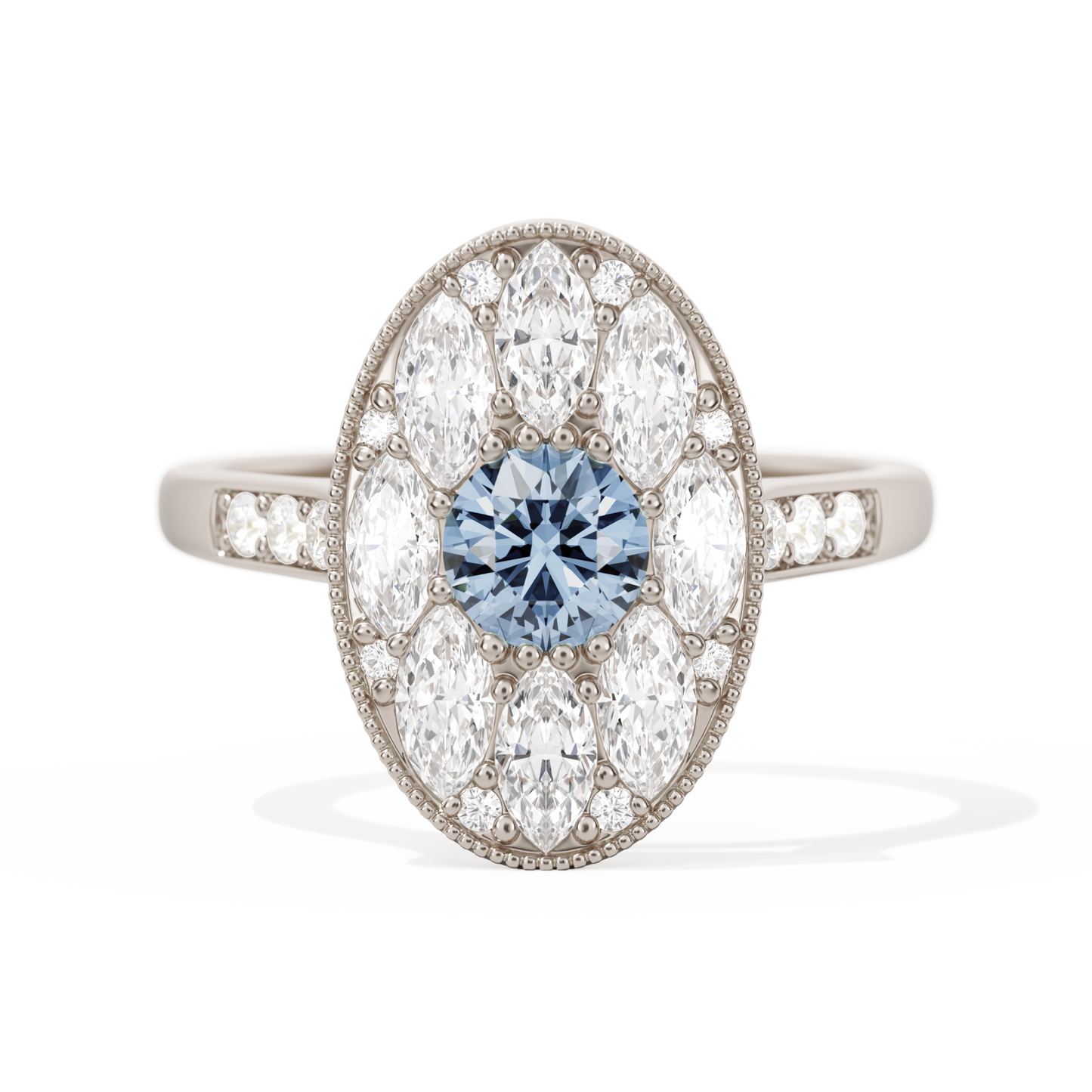 Round with Feather Marquise