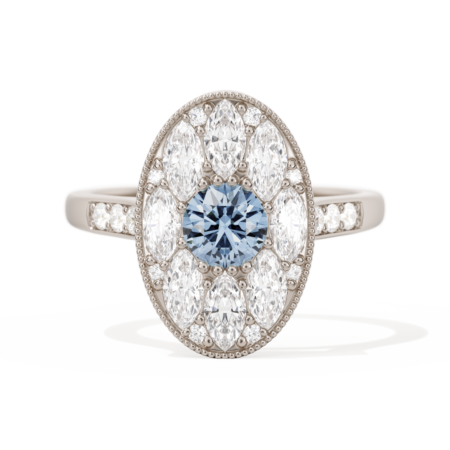 Round with Feather Marquise