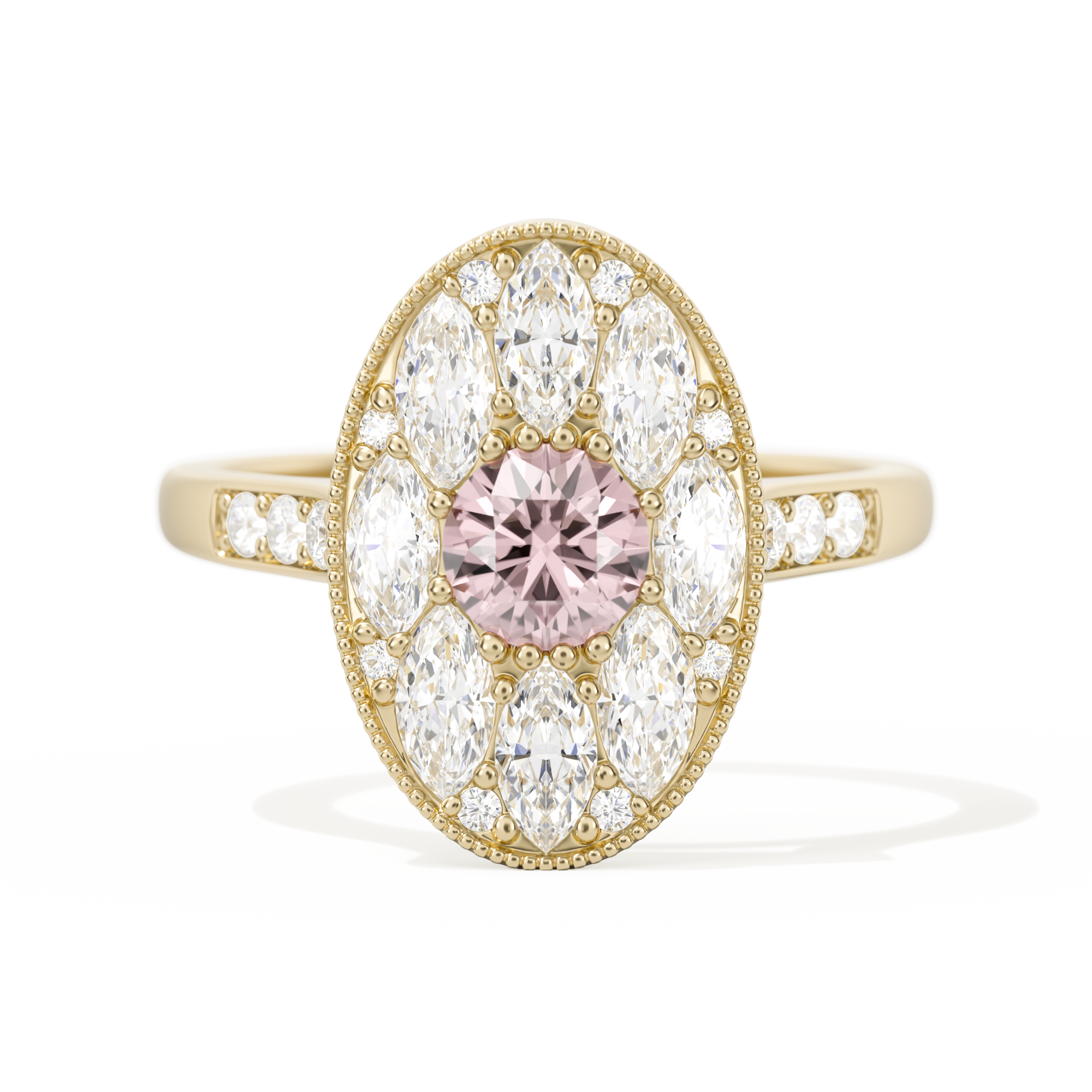 Round with Feather Marquise