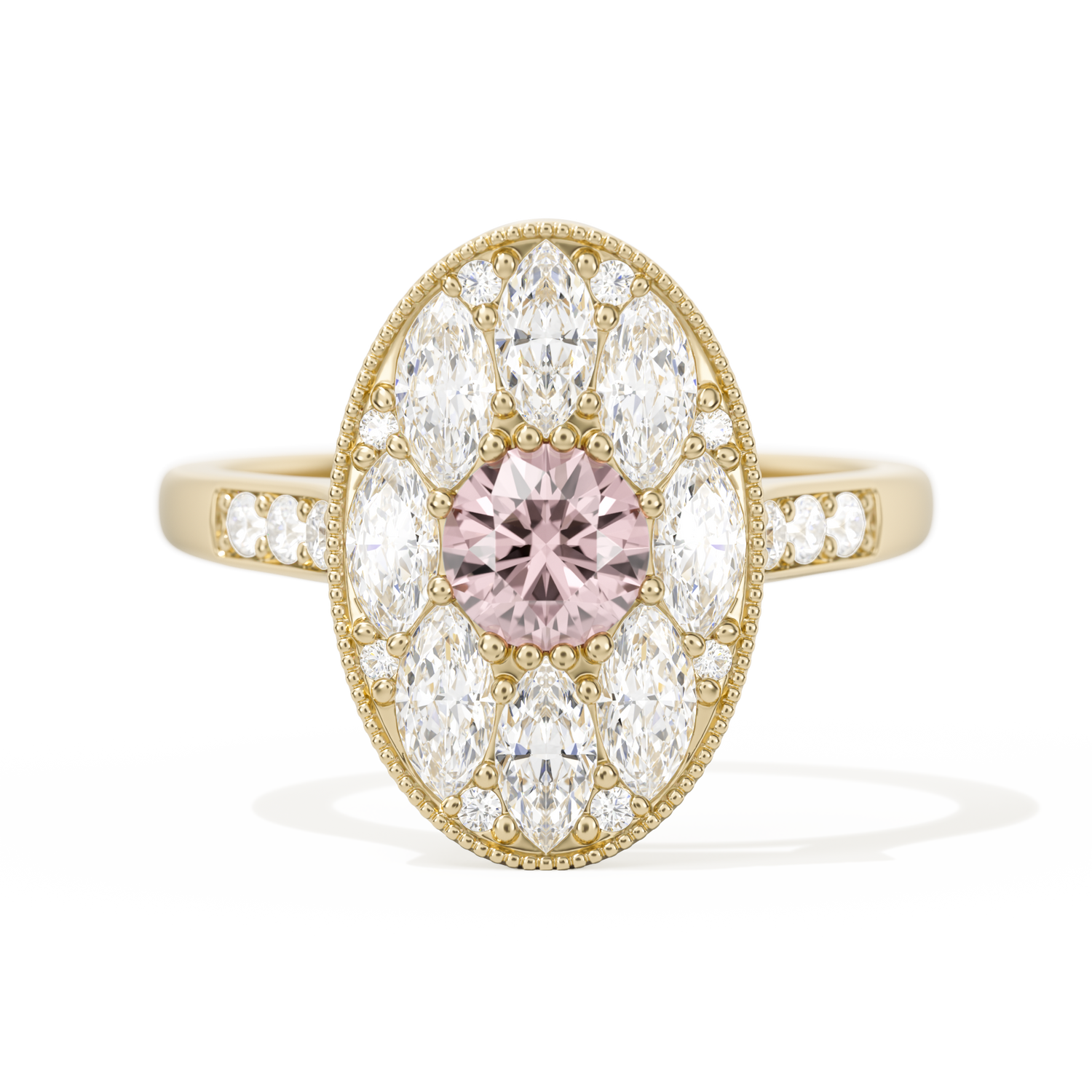 Round with Feather Marquise