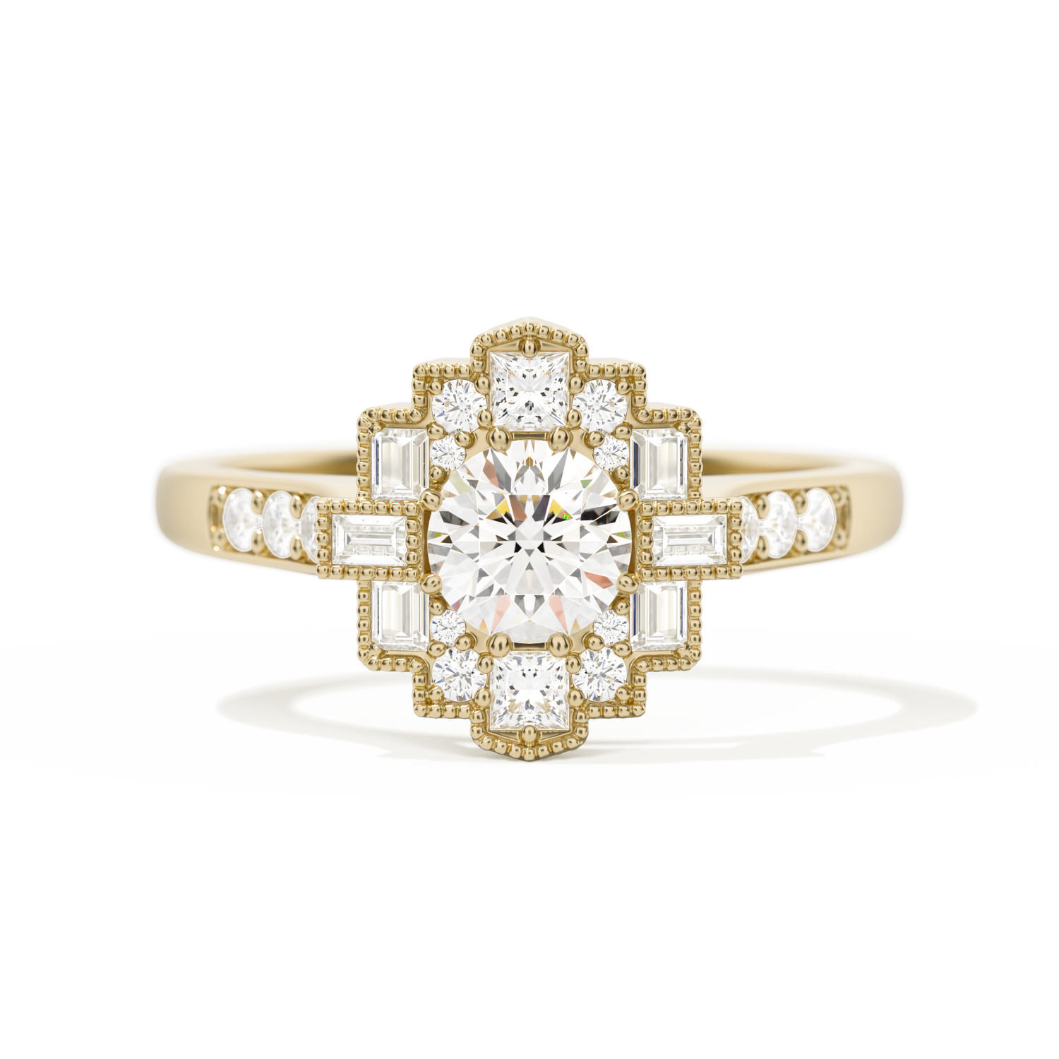 Square Deco with Round Brilliant Cut