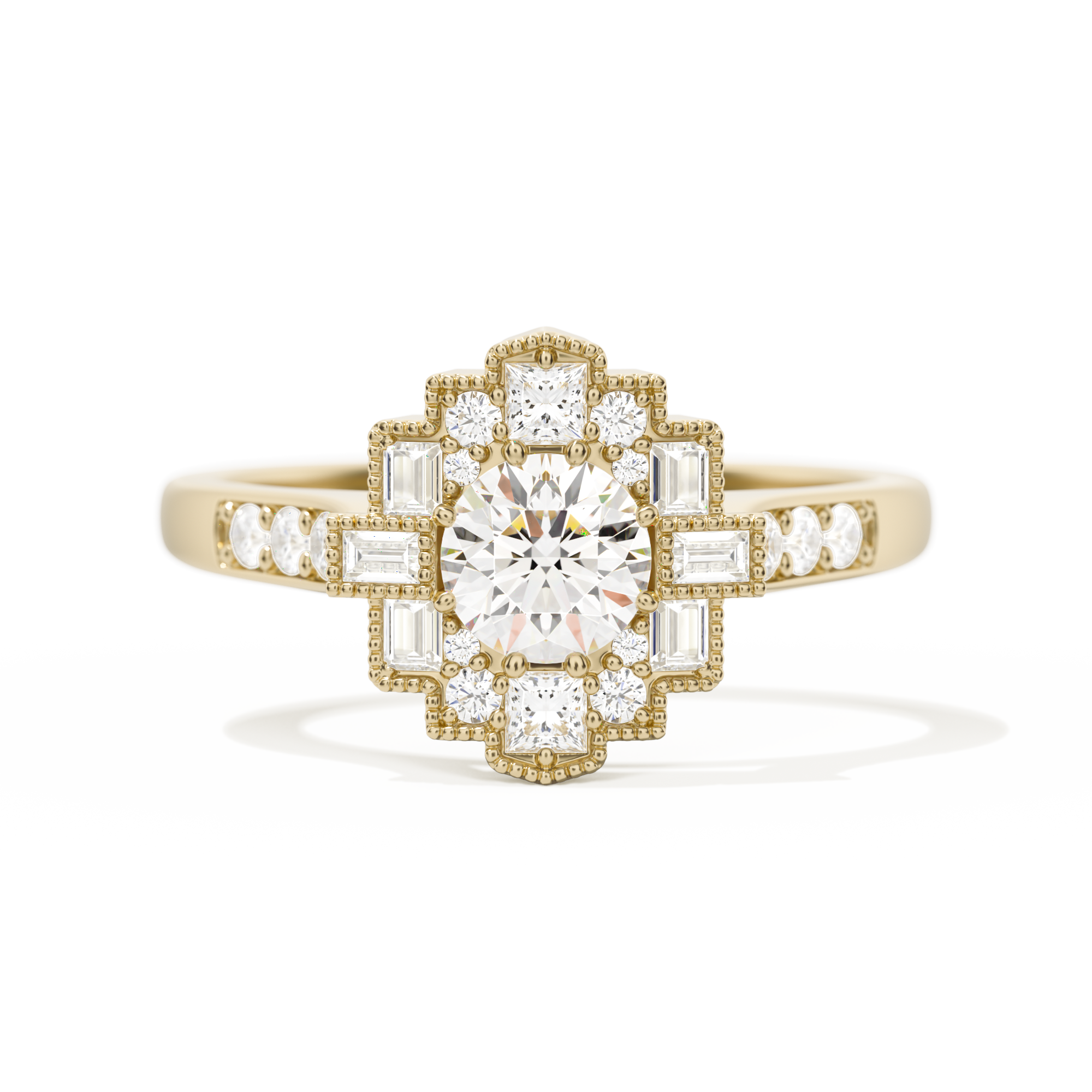 Square Deco with Round Brilliant Cut