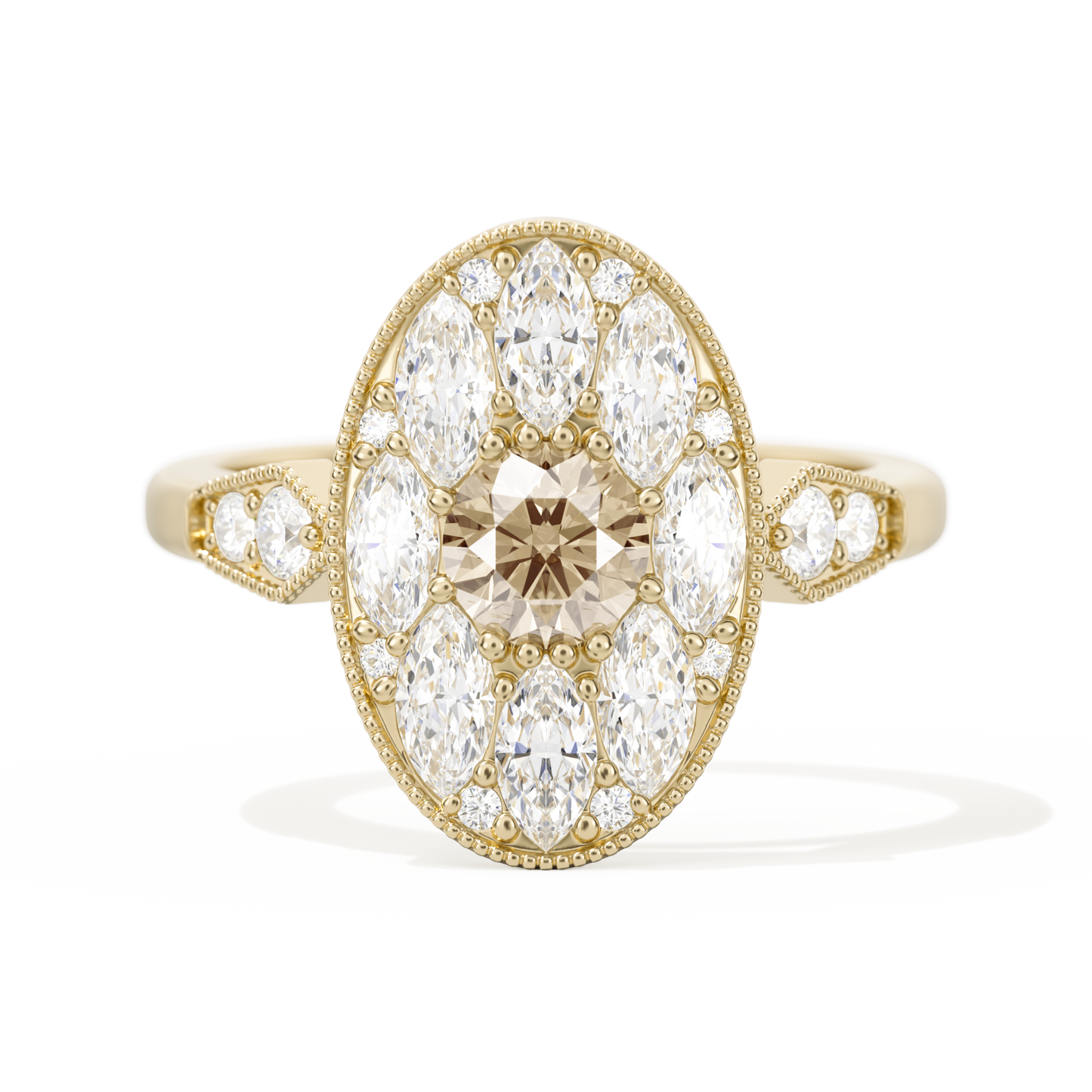 Round with Feather Marquise