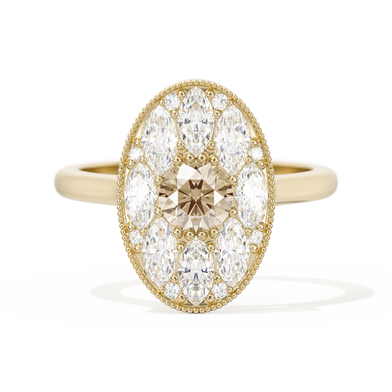 Round with Feather Marquise