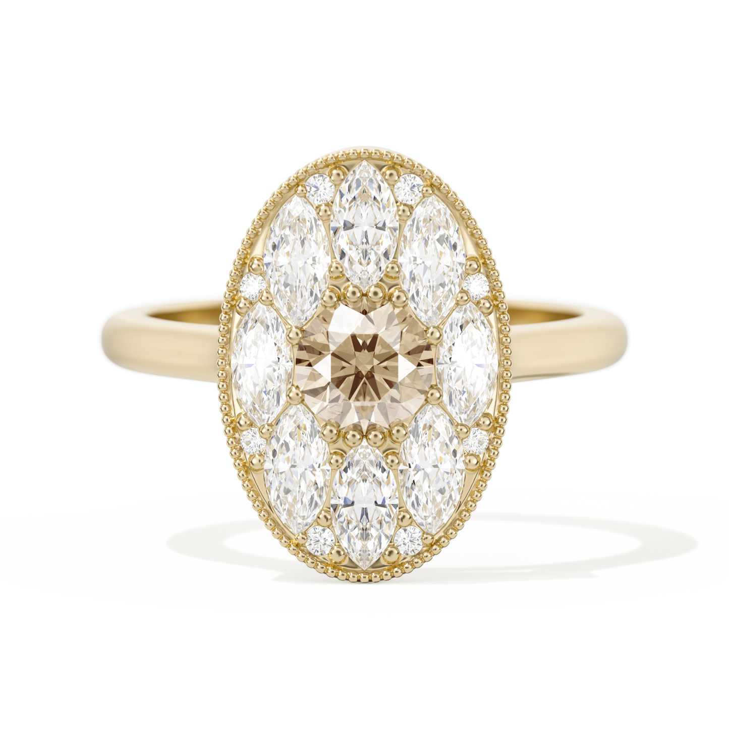 Round with Feather Marquise