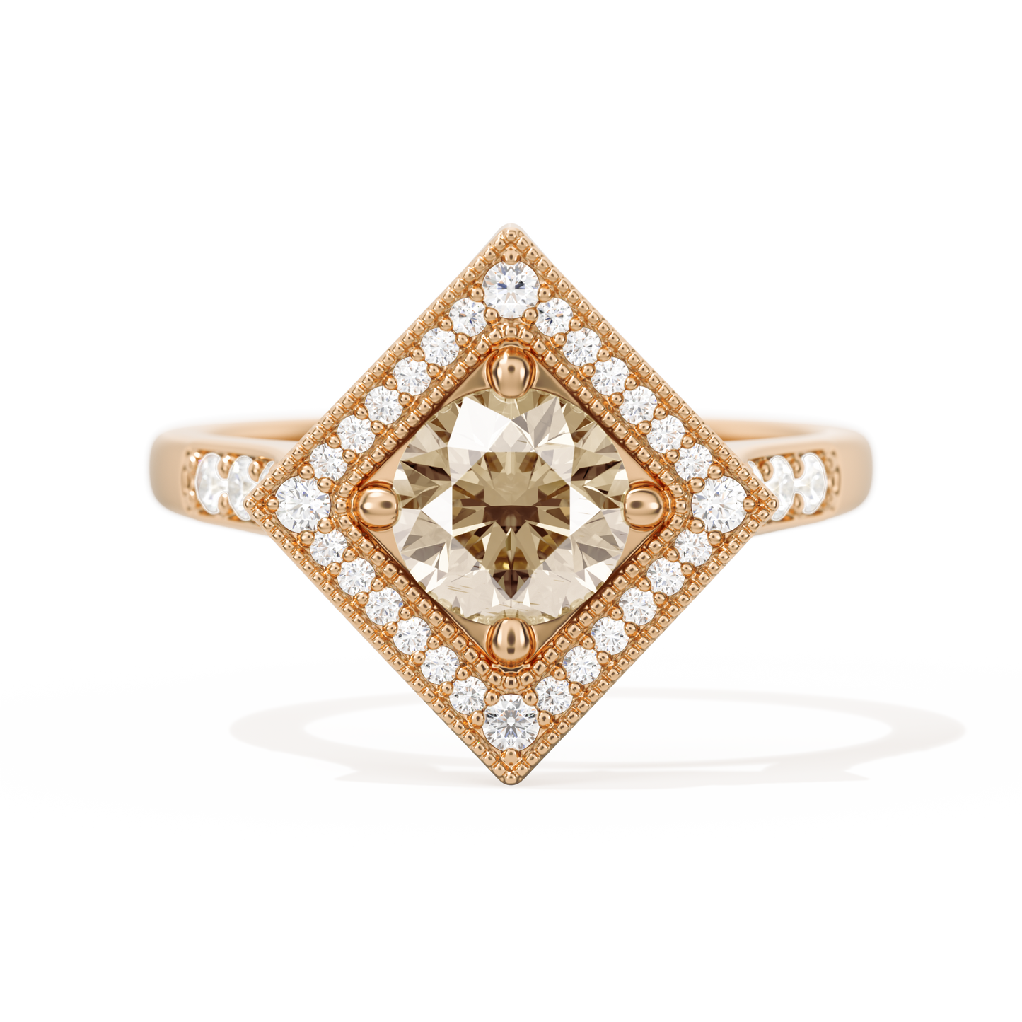 Diamond Shape Halo Round