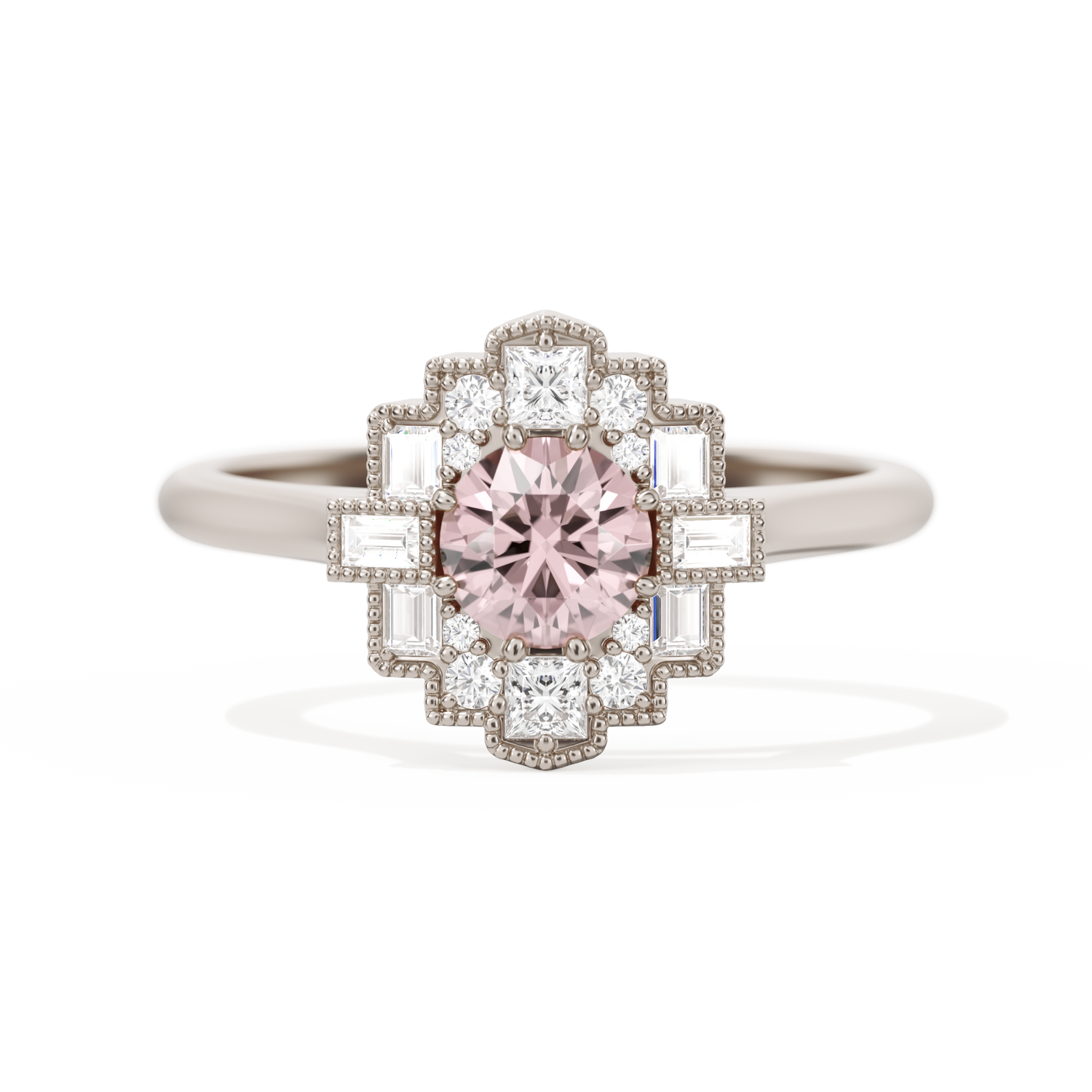 Square Deco with Round Brilliant Cut