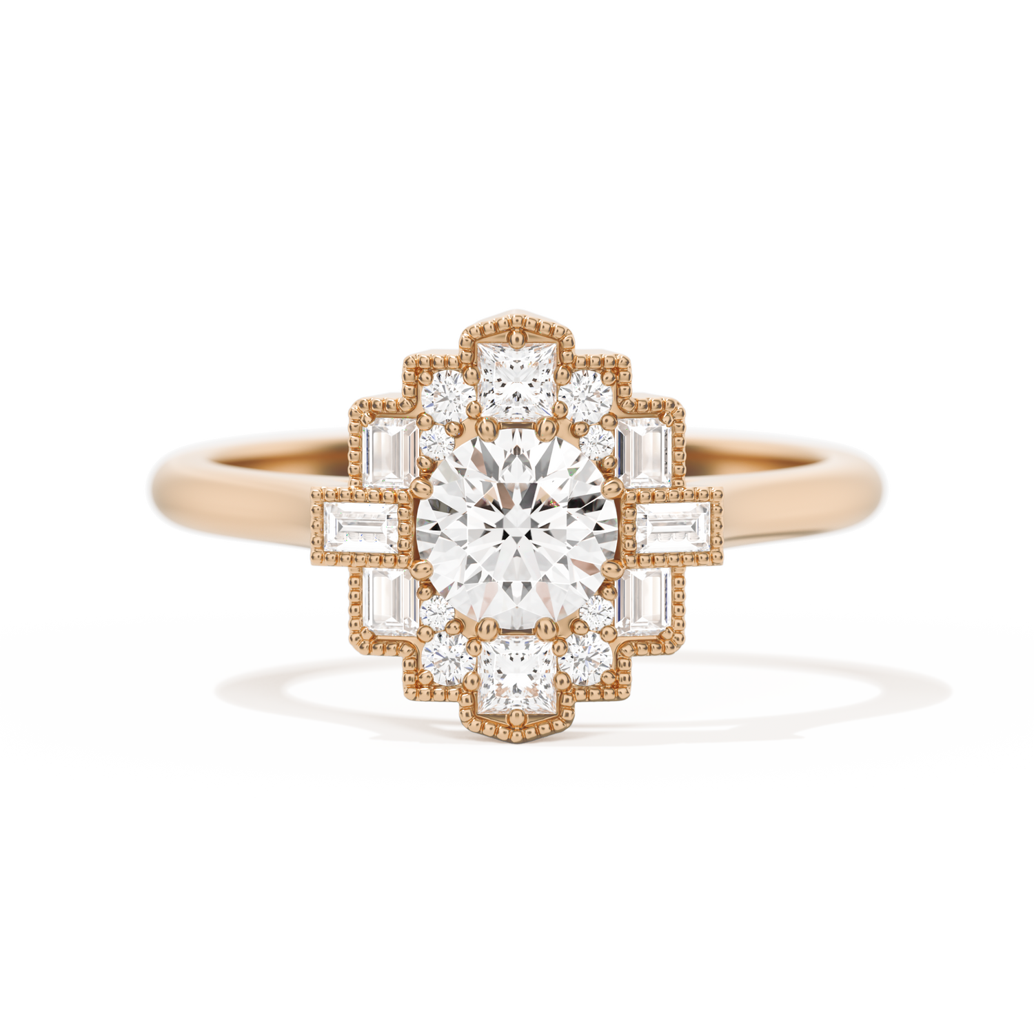 Square Deco with Round Brilliant Cut