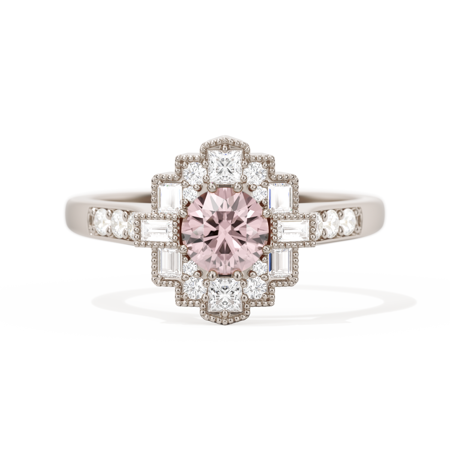 Square Deco with Round Brilliant Cut