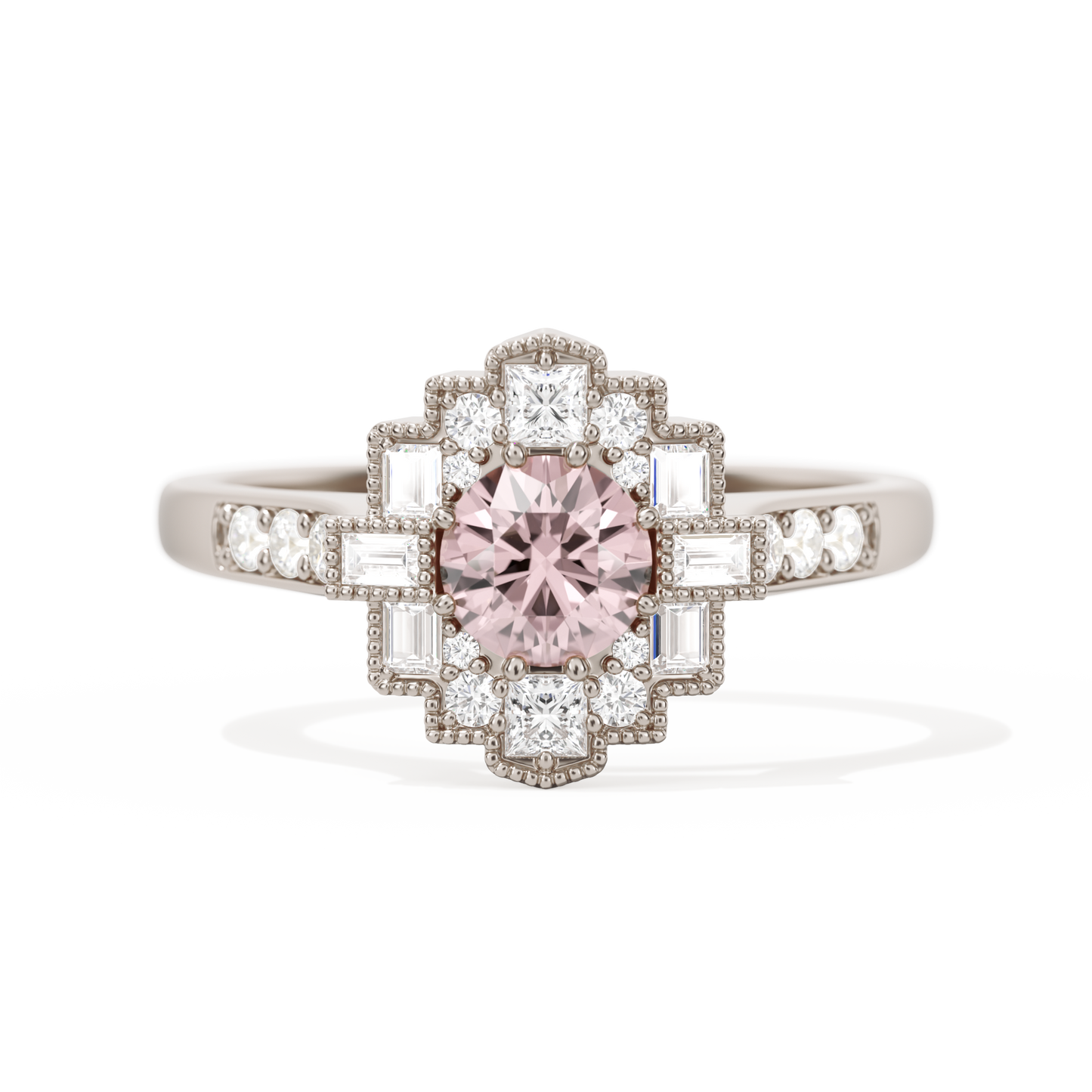 Square Deco with Round Brilliant Cut