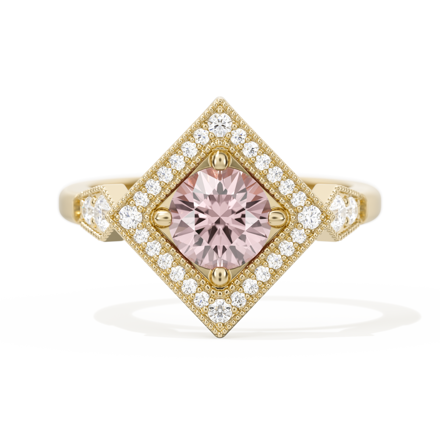 Diamond Shape Halo Round