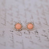 Antique Coral Diamond Halo Earrings