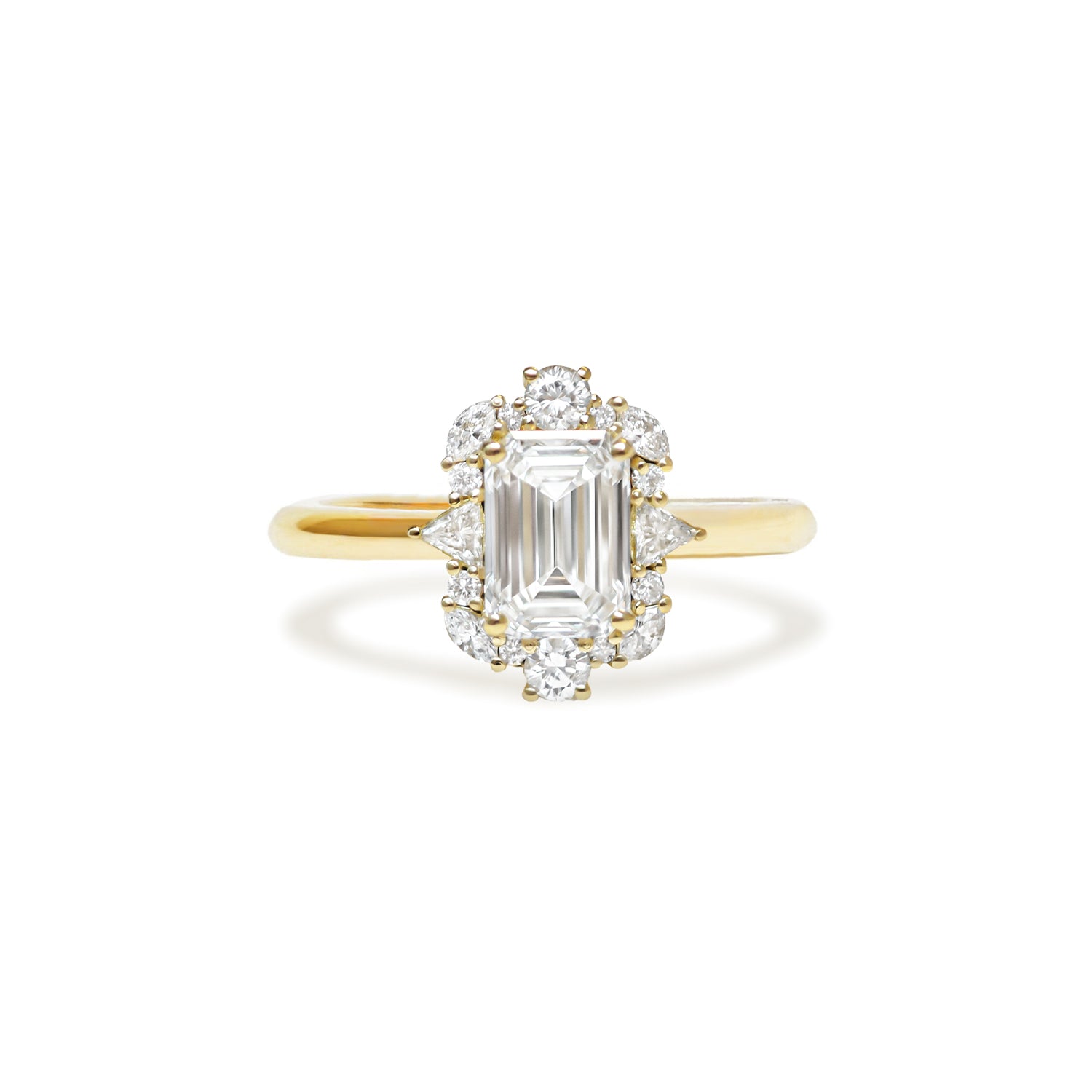 Custom Art Deco Cluster Engagement Ring