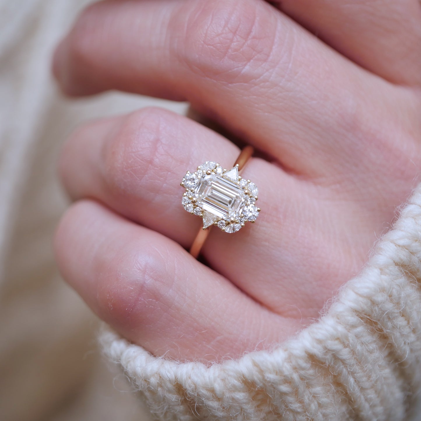 Custom Art Deco Cluster Engagement Ring