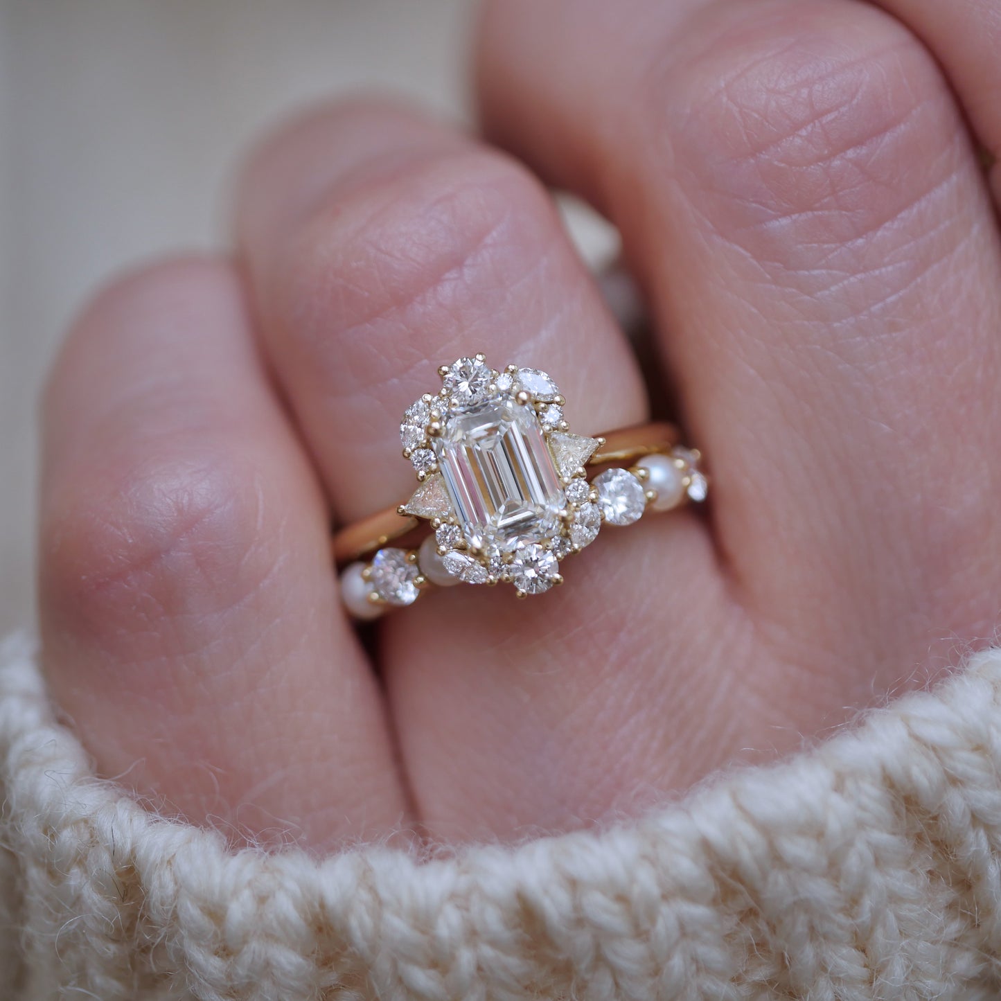 Custom Art Deco Cluster Engagement Ring