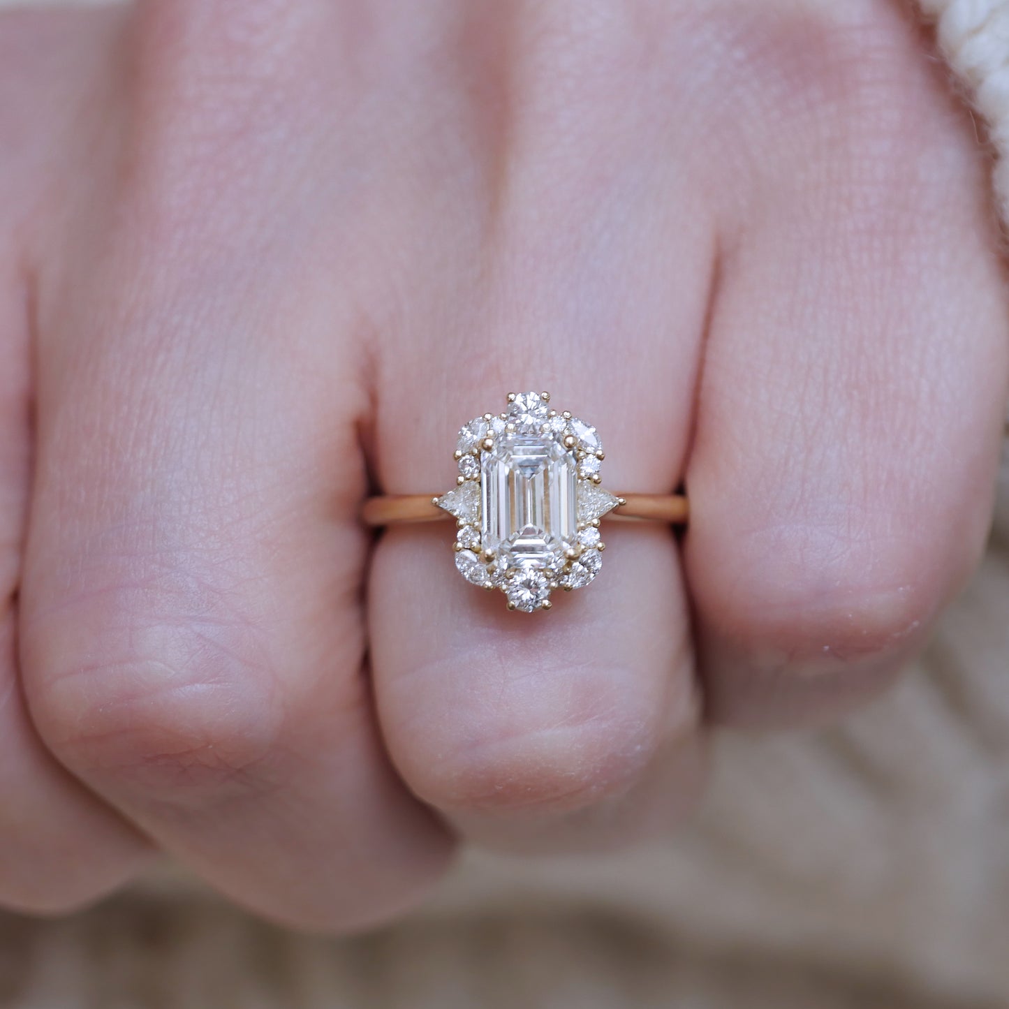 Custom Art Deco Cluster Engagement Ring