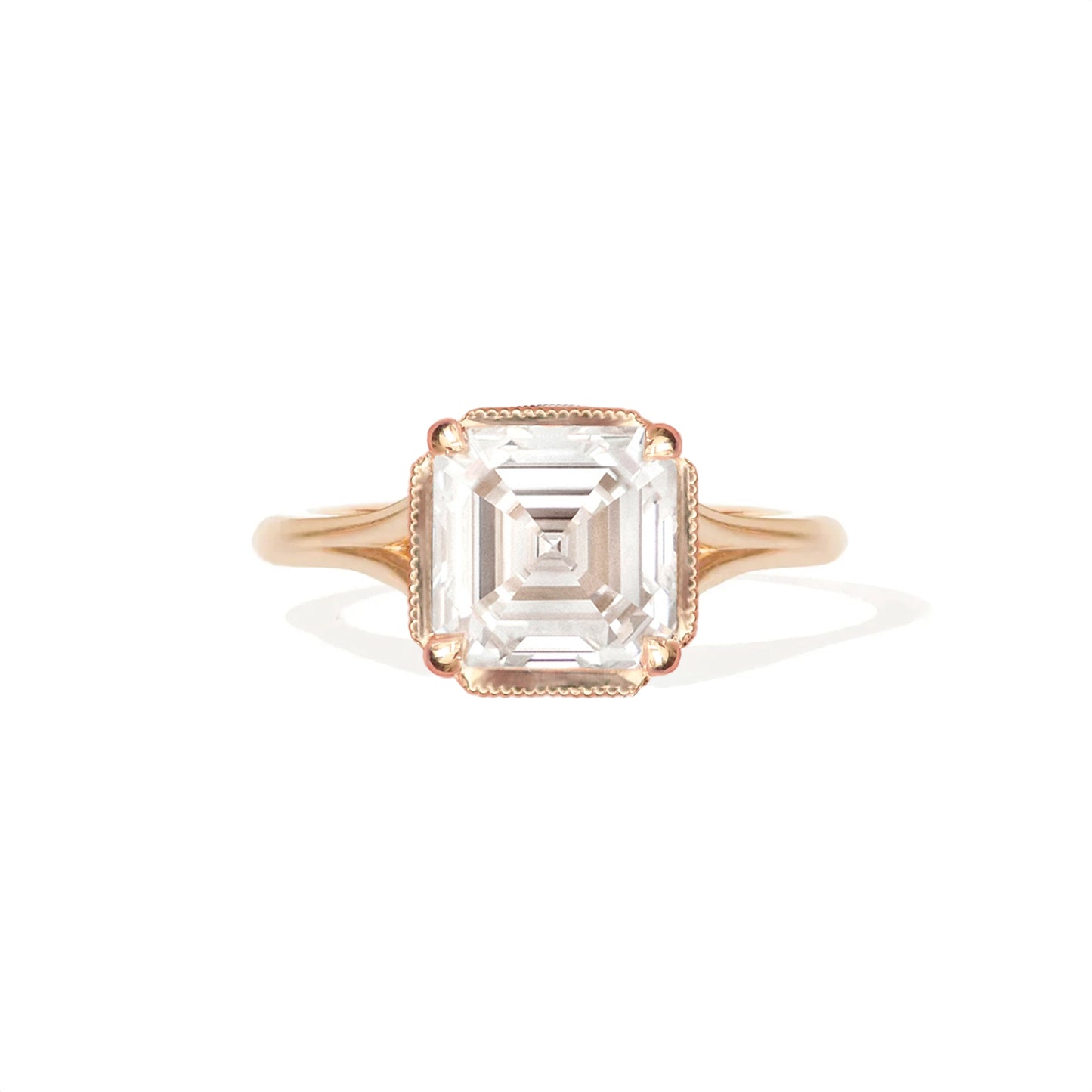 Split Shank Asscher Cut Lab Diamond Solitaire