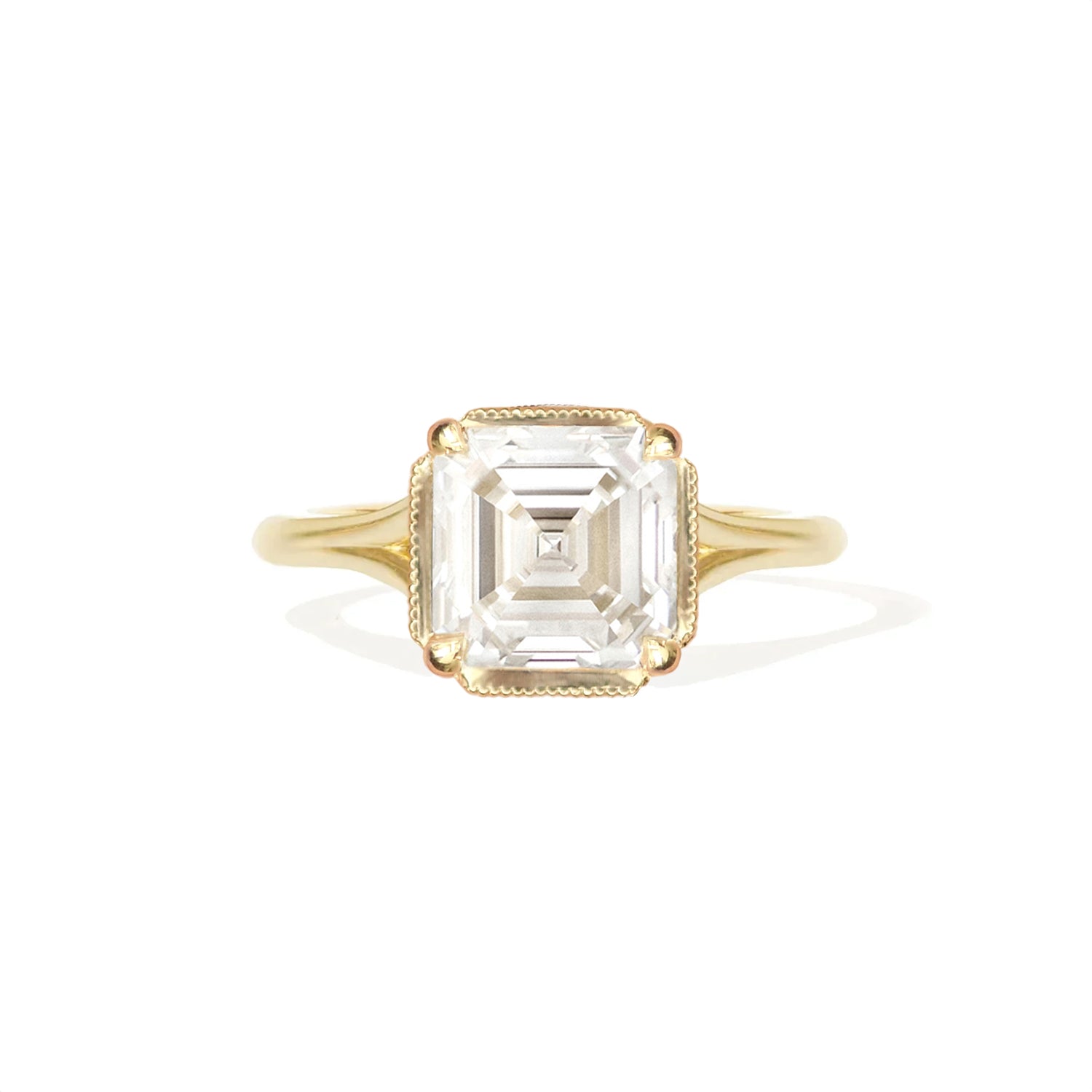 Split Shank Asscher Cut Lab Diamond Solitaire