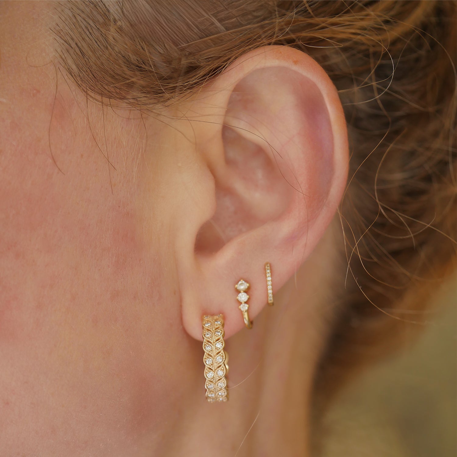 Diamond Deco Trim Hoop Earrings