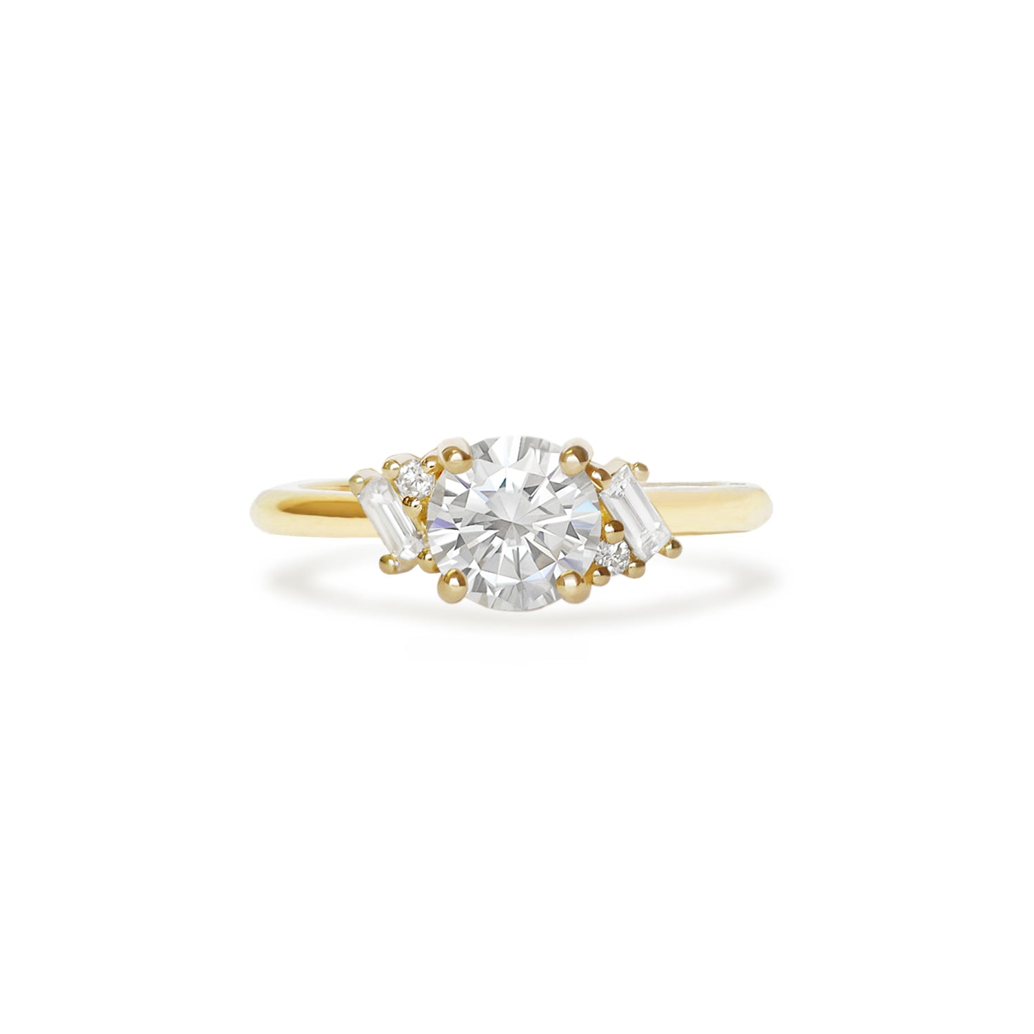 Round Moissanite and Baguette Confetti Ring
