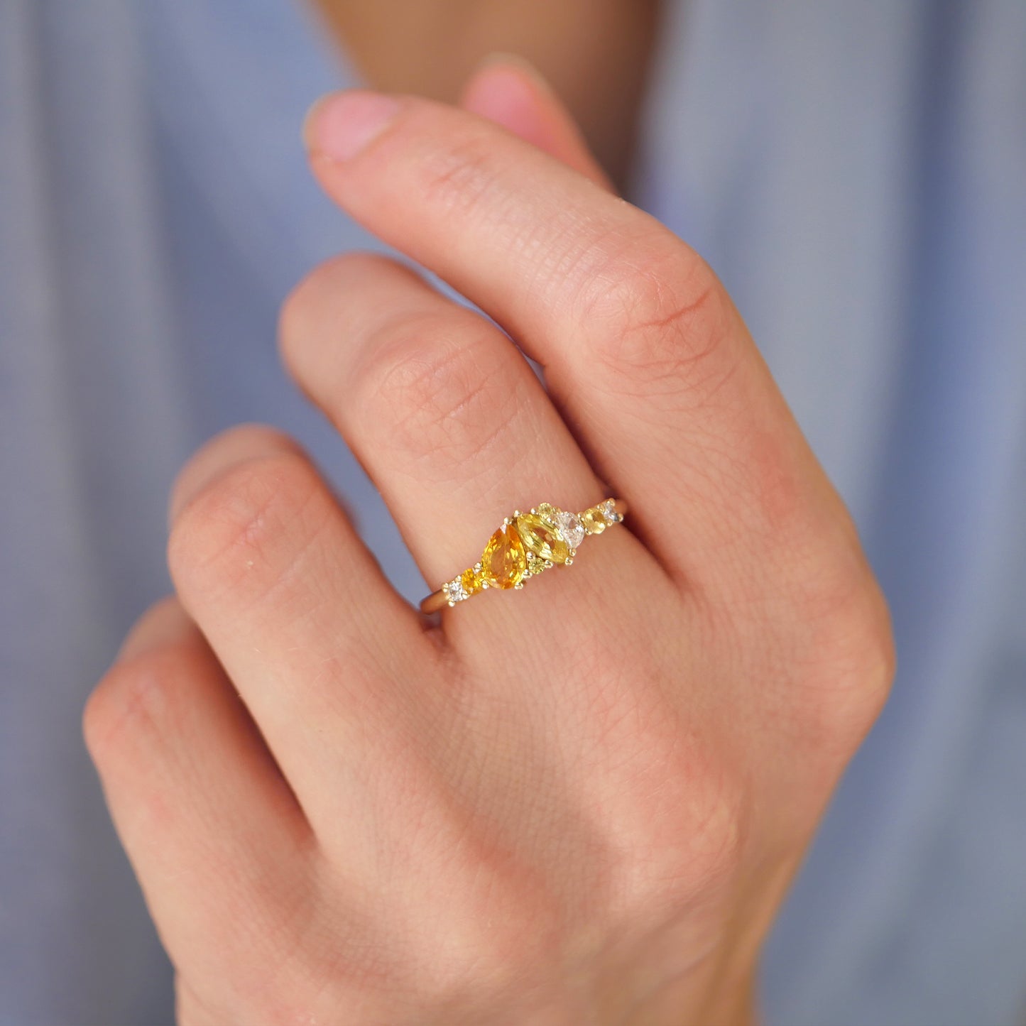 Yellow Sapphire & Diamond Firework Ring