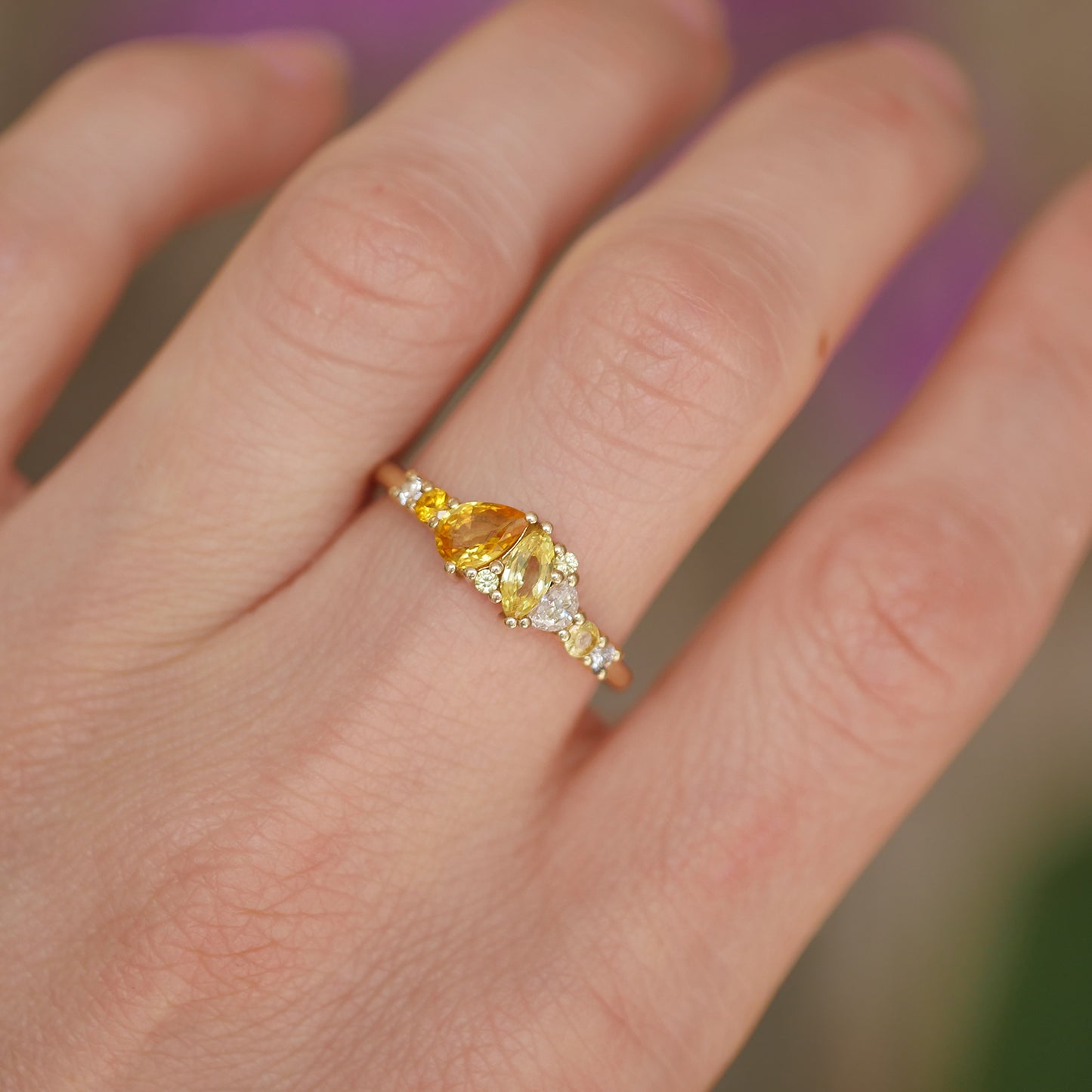 Yellow Sapphire & Diamond Firework Ring