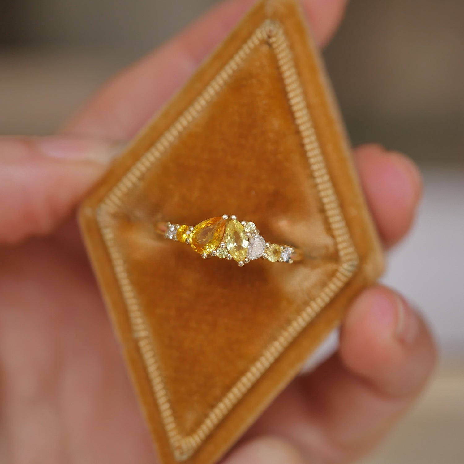 Yellow Sapphire & Diamond Firework Ring