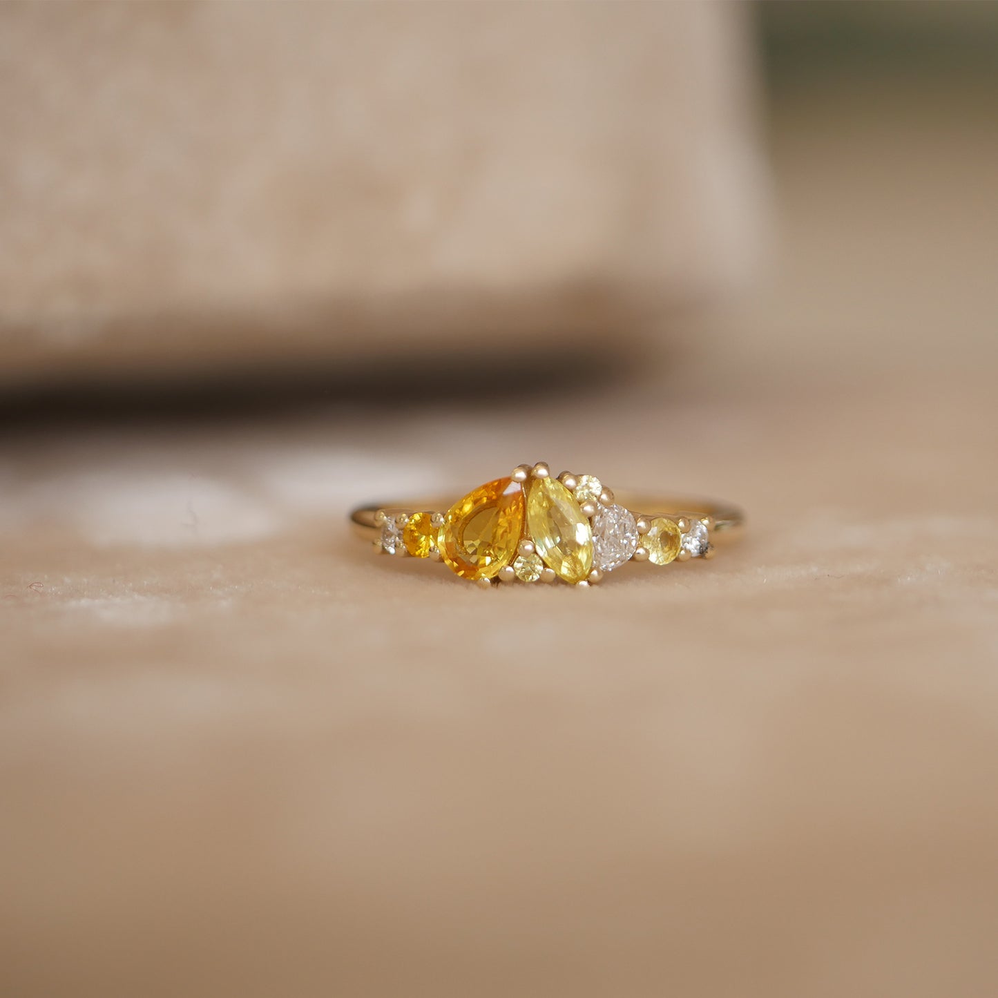 Yellow Sapphire & Diamond Firework Ring