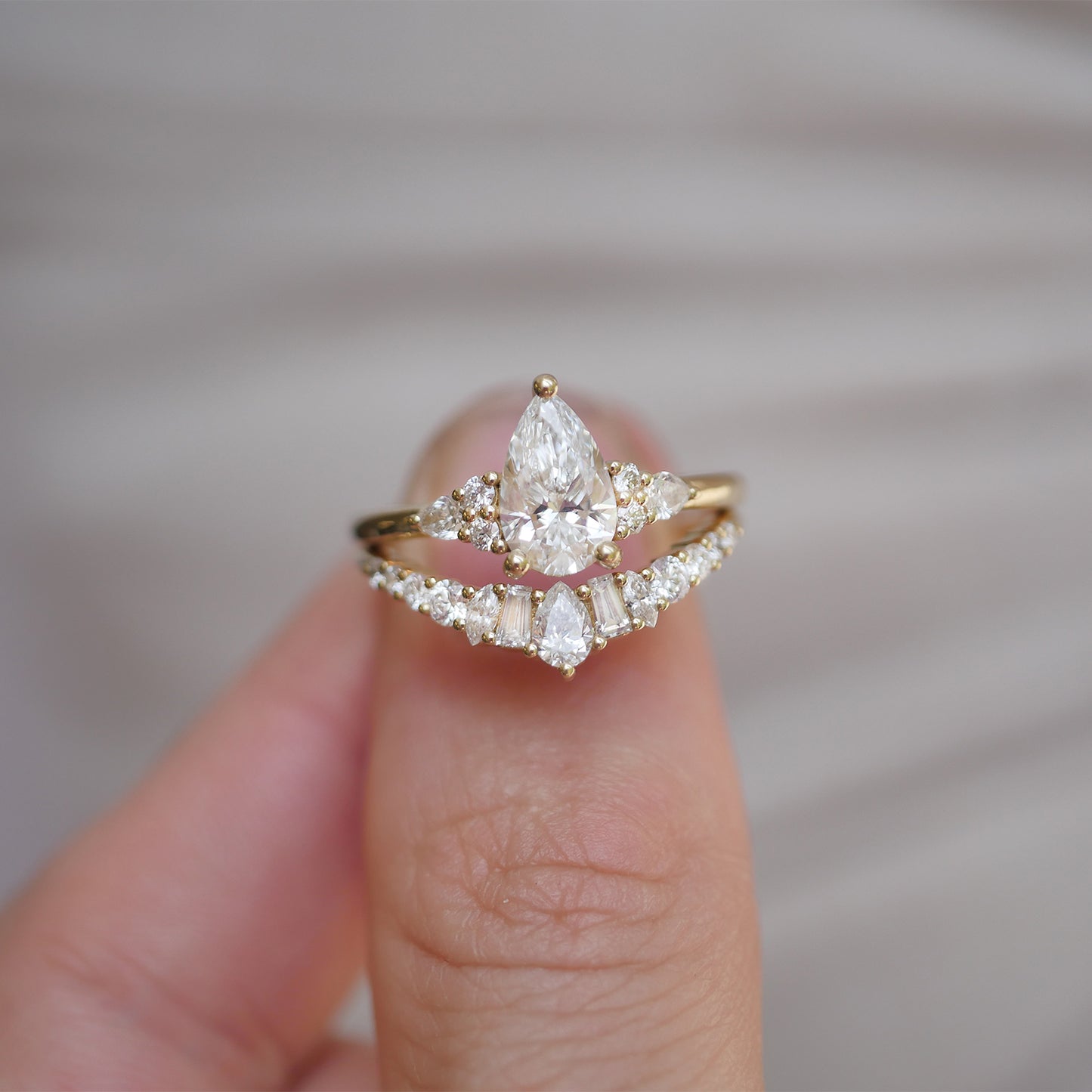 Pear Diamond Trio Ring