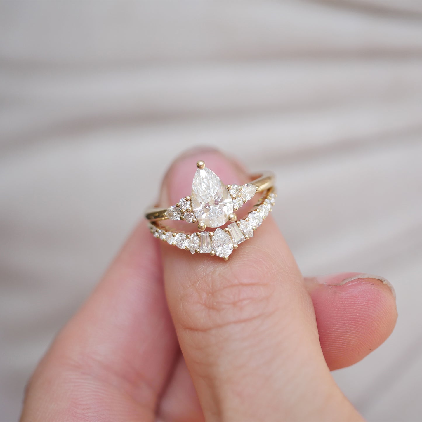 Pear Diamond Trio Ring