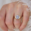 Light Blue Sapphire & Trillion Three Stone Engagement Ring