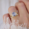 Light Blue Sapphire & Trillion Three Stone Engagement Ring