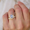 Light Blue Sapphire & Trillion Three Stone Engagement Ring