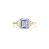 Light Blue Sapphire & Trillion Three Stone Engagement Ring